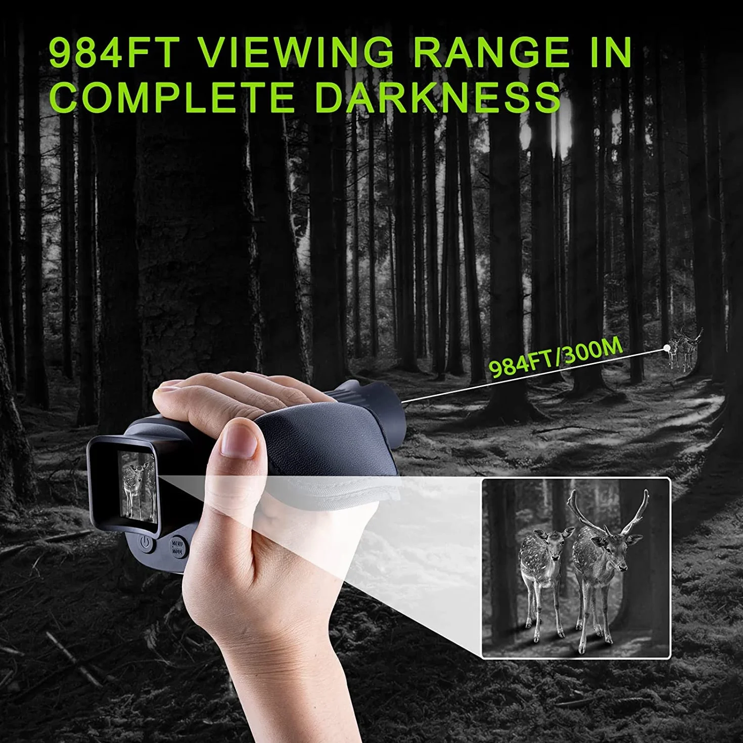 KinZon 64G Cyfrowy monokular noktowizyjny 1080p HD na podczerwień z kartą SD do polowania