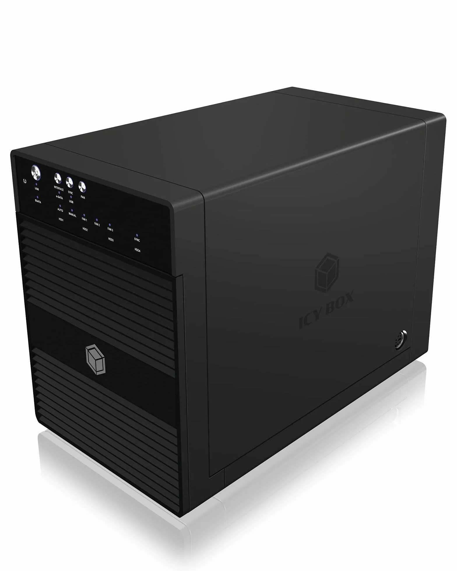 ICY BOX IB-3640SU3 Zewnętrzna 4-komorowa obudowa JBOD 3.5 SATA USB3 eSATA Hot Swap Silent