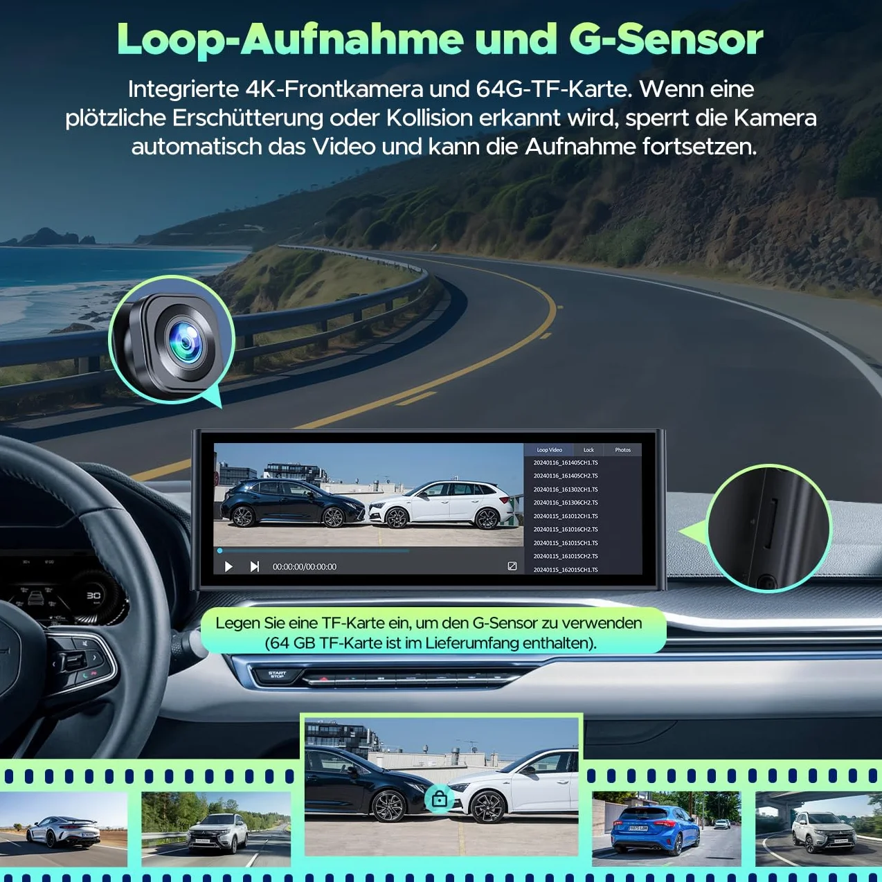 Lamto Radio Samochodowe 9,26" Apple Carplay Android Auto Przednia Kamera 4K 1080P Bluetooth 5.0 FM