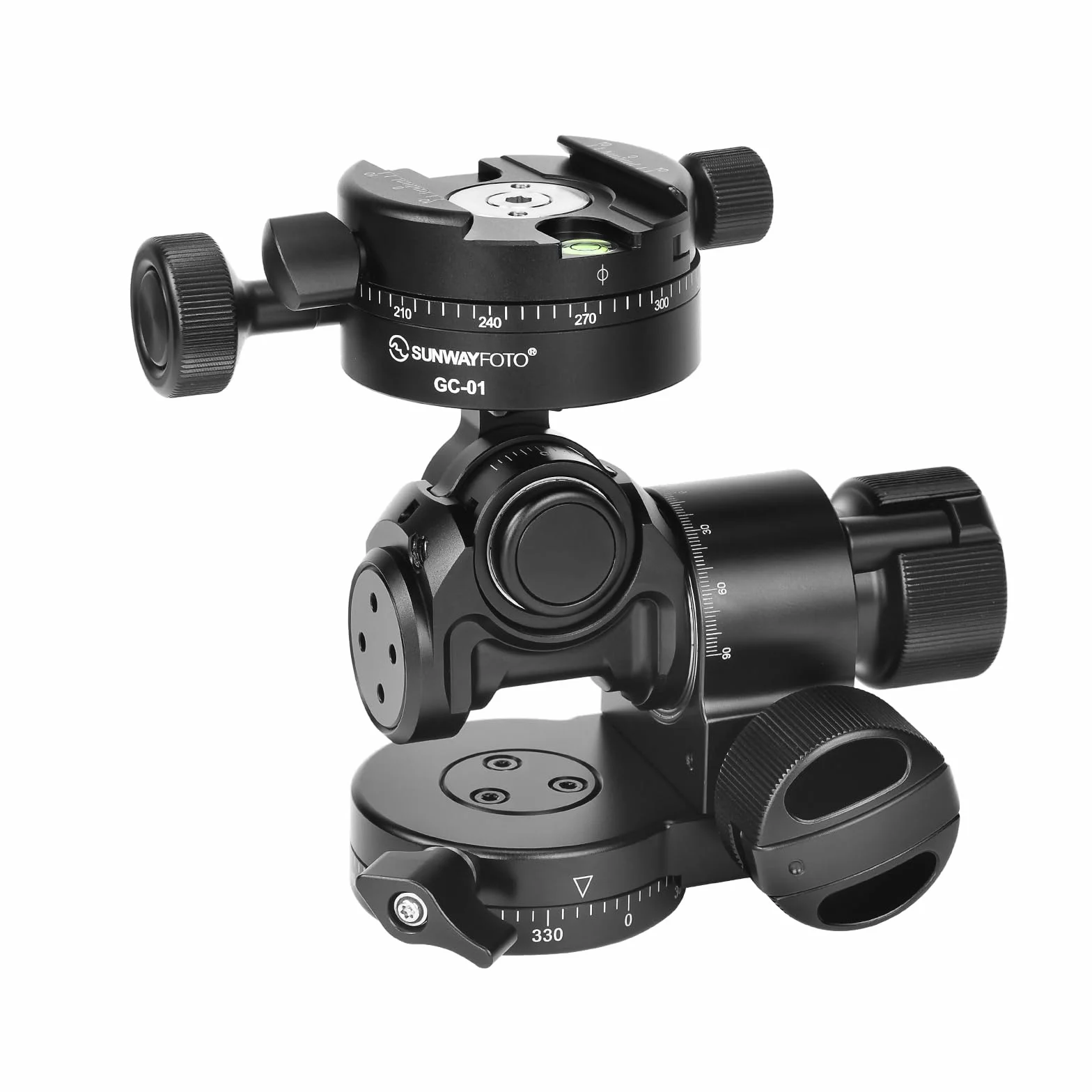 Sunwayfoto GH-PROII+ głowica przekładni, niezależna regulacja 3D, z uzębionym zaciskiem obrotowym GC-01, czarna, do aparatu, montażu statywu