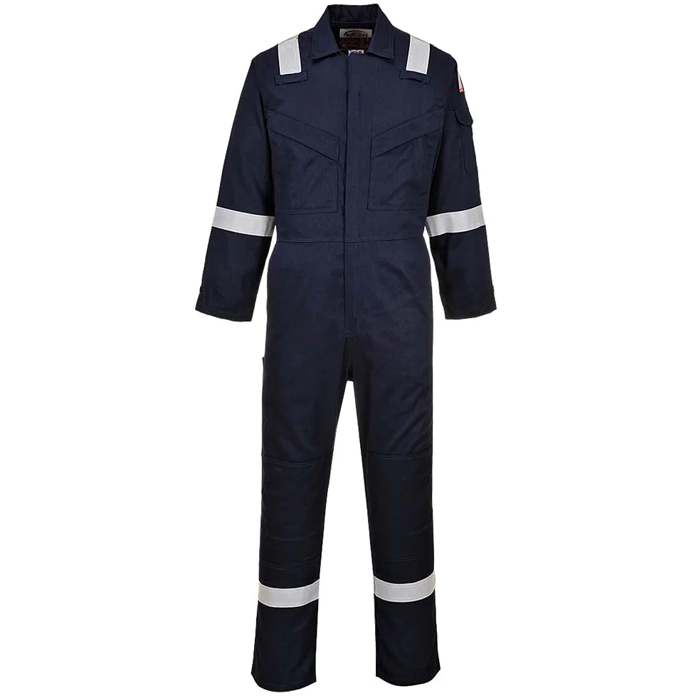 Portwest FR28 Kombinezon roboczy Bizflame Ochrona Antystatyczna 10 Kieszeni | Granatowy, S, EN ISO 11612, EN ISO 11611, EN 1149-5, Unisex, Dwustronny Zamek Błyskawiczny, Naszyta Taśma Trudnopalna