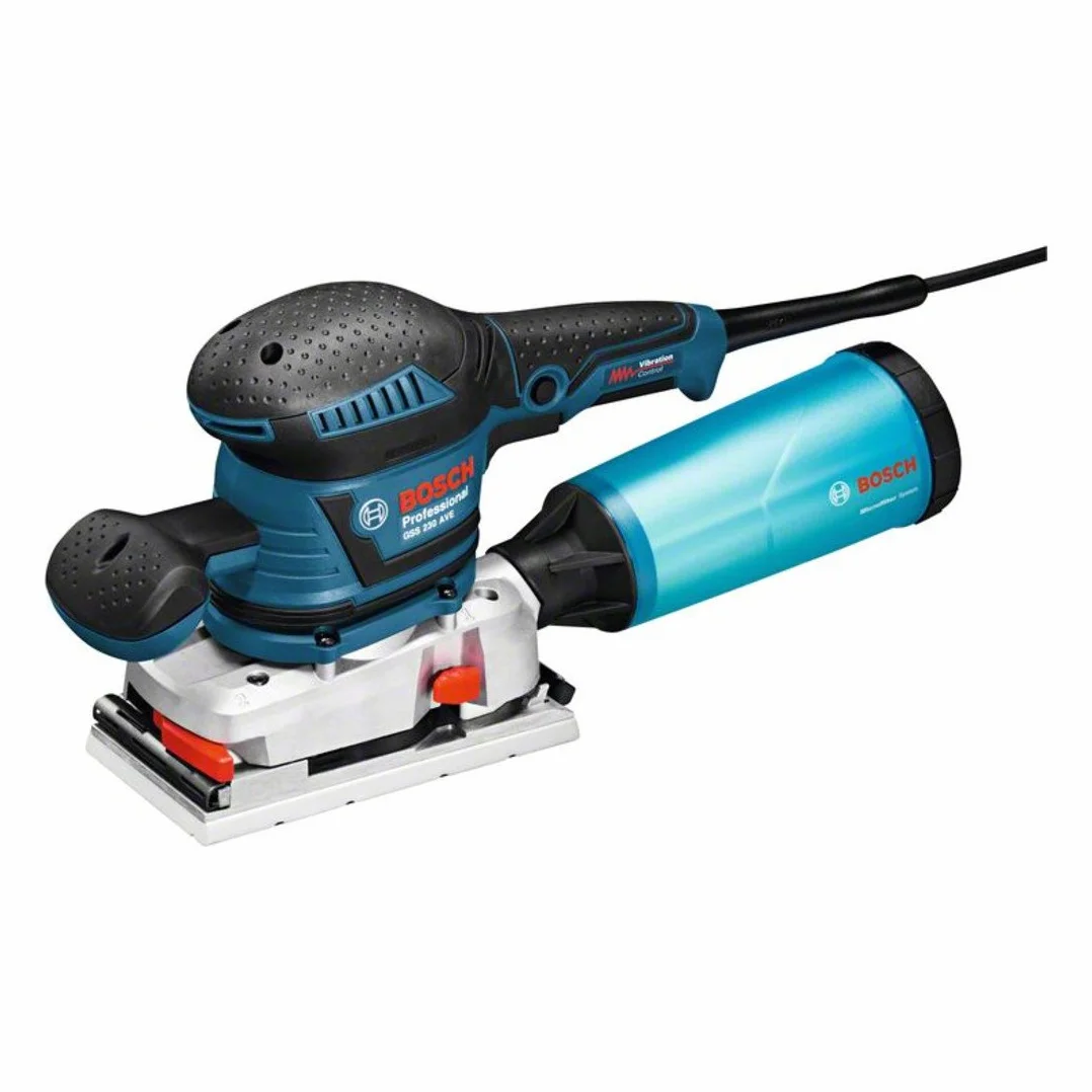 Bosch Professional: szlifierka oscylacyjna GSS 230 AVE (300 W, pojemnik na pył z mikrofiltrem, rękojeść dodatkowa)
