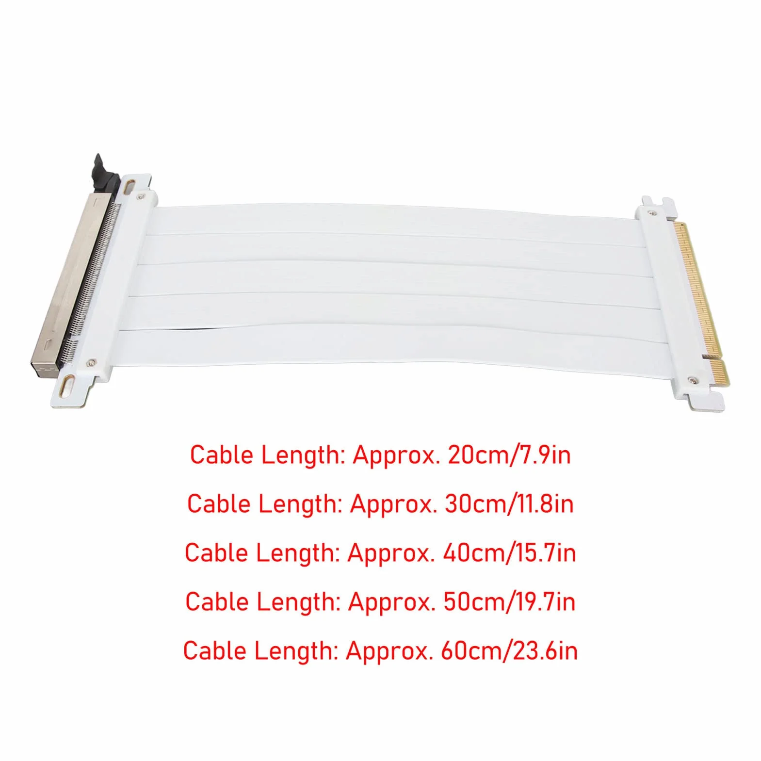 Kabel pionowy PCIE 4.0 X16, elastyczny adapter pionowy GUP o dużej szybkości, wysoka jakość ekranowania, 180 stopni kabel przedłużający PCIE 4.0 do karty graficznej (biały)