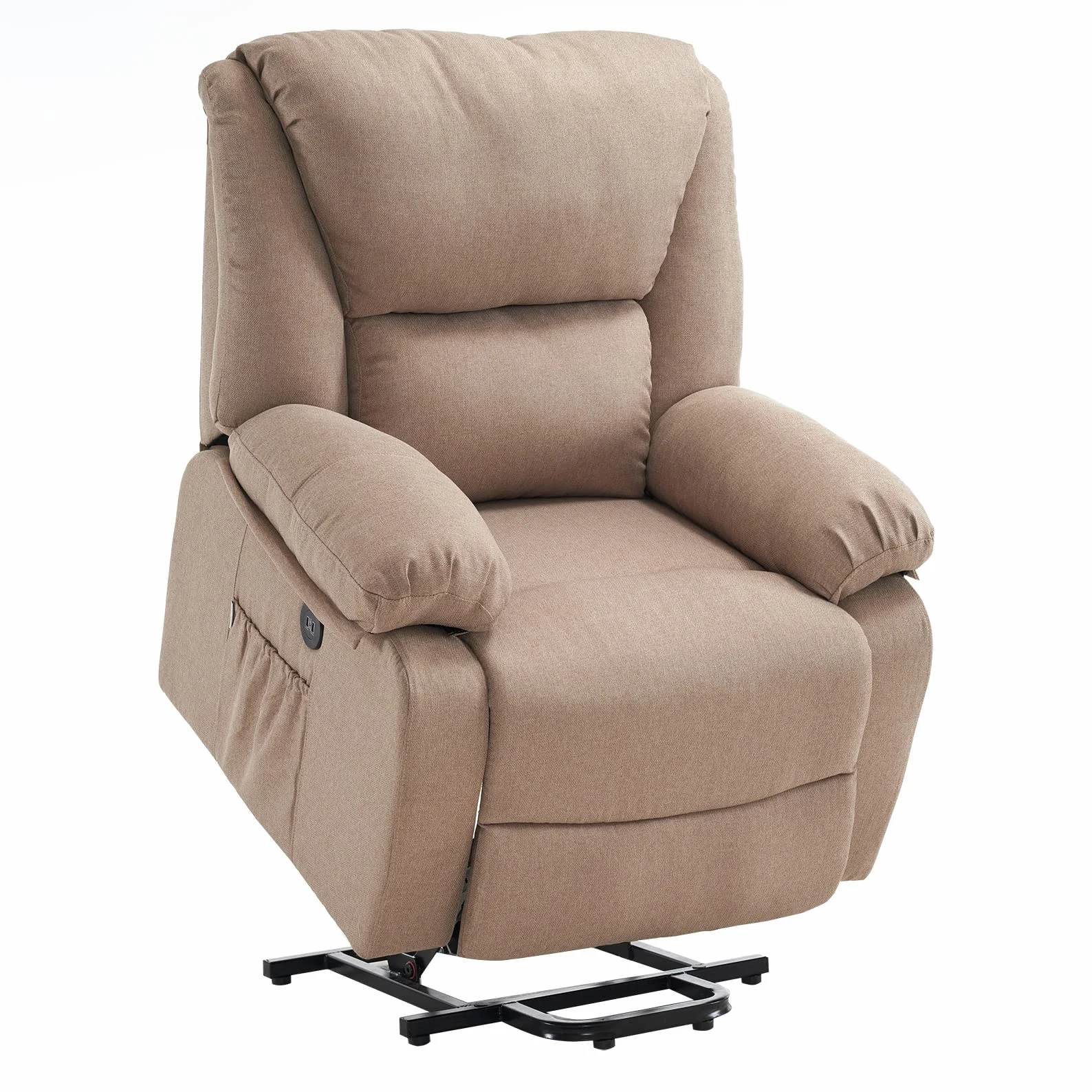ECODE® Fotel do masażu Relax Podnośnik Stelvio, Elektryczne nachylenie 160°, funkcja ciepła, programy automatyczne, falowanie wibracyjne, 2 porty USB do ładowania, A++, ECO-8520UP (beżowy)