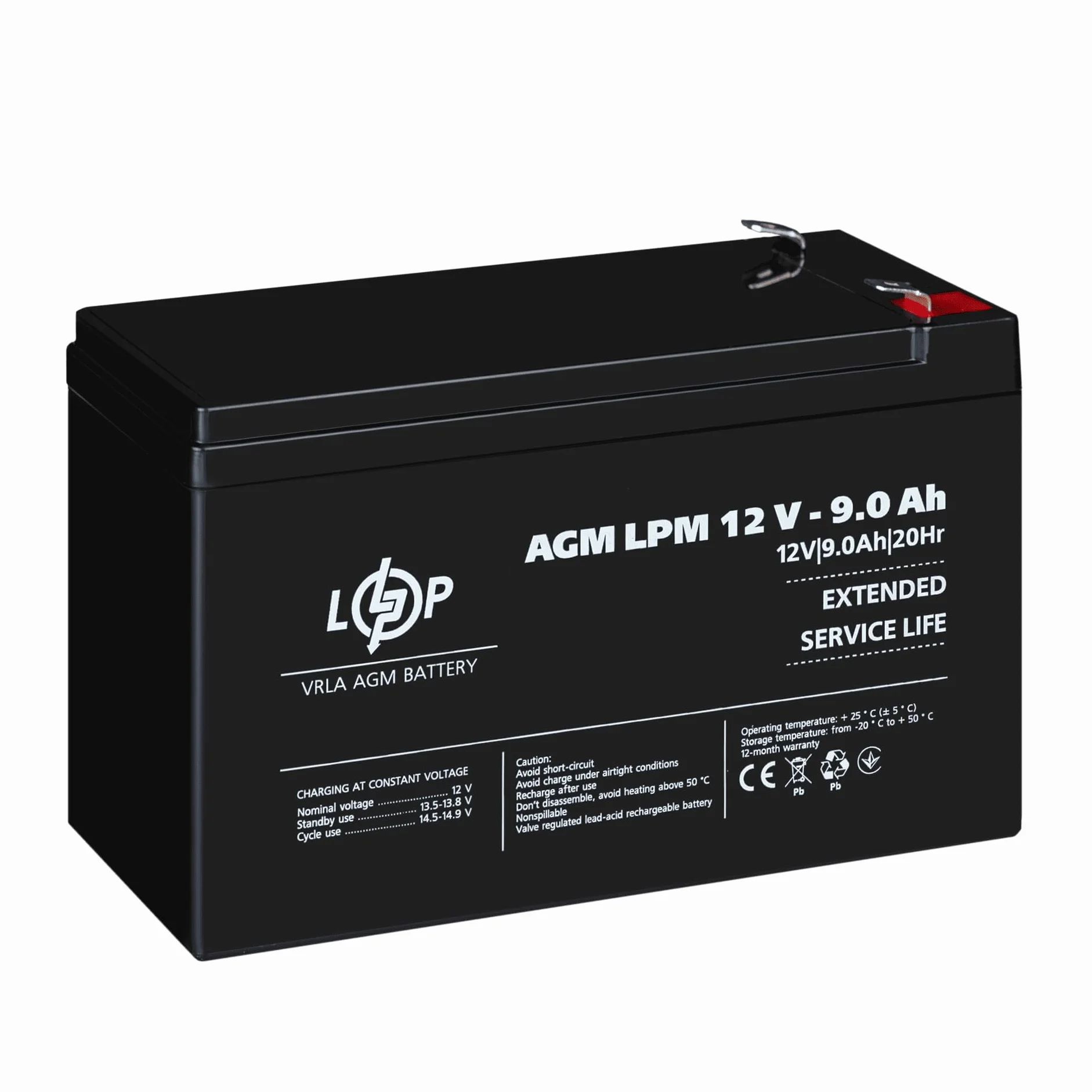 Akumulator LP AGM LPM 12V 9 Ah VRLA ołowiowy żelowy odporny na cykle do UPS fotowoltaiki