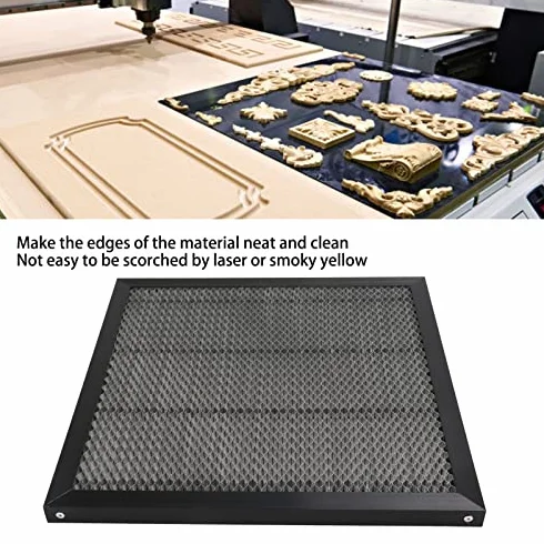 Platforma do cięcia laserowego, aluminiowy blat roboczy o strukturze plastra miodu z płytą, do grawerowania CO2 lub paneli ze stopu diodowego, 400 x 400 mm, wzór siatkowy