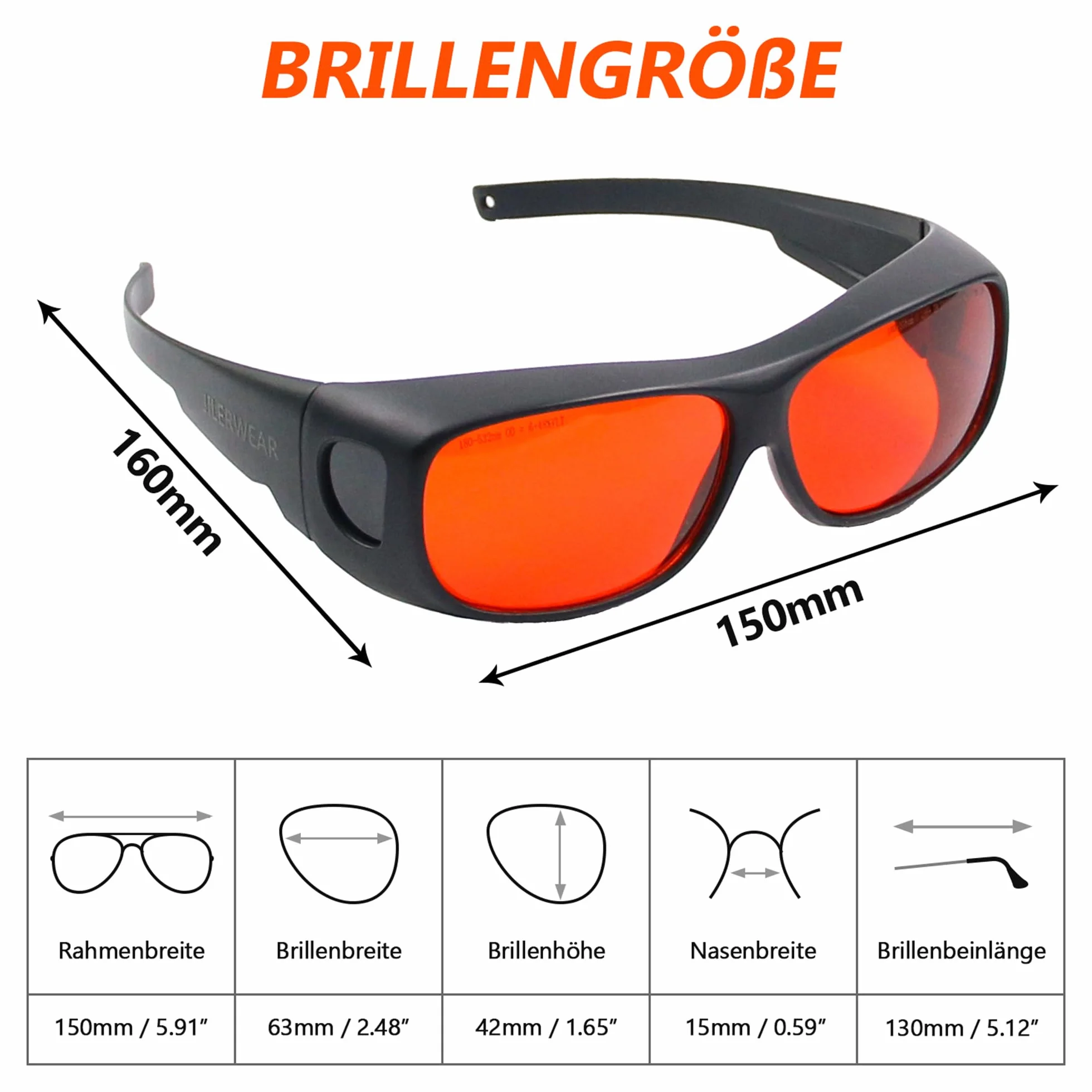 JILERWEAR OD6+ ochronne okulary ochronne 180 nm m-540 nm profesjonalne laserowe okulary ochronne do 405 nm, 445 nm, 532 nm i fioletowe/niebieskie/zielone okulary ochronne 450 nm (specjalnie do lasera
