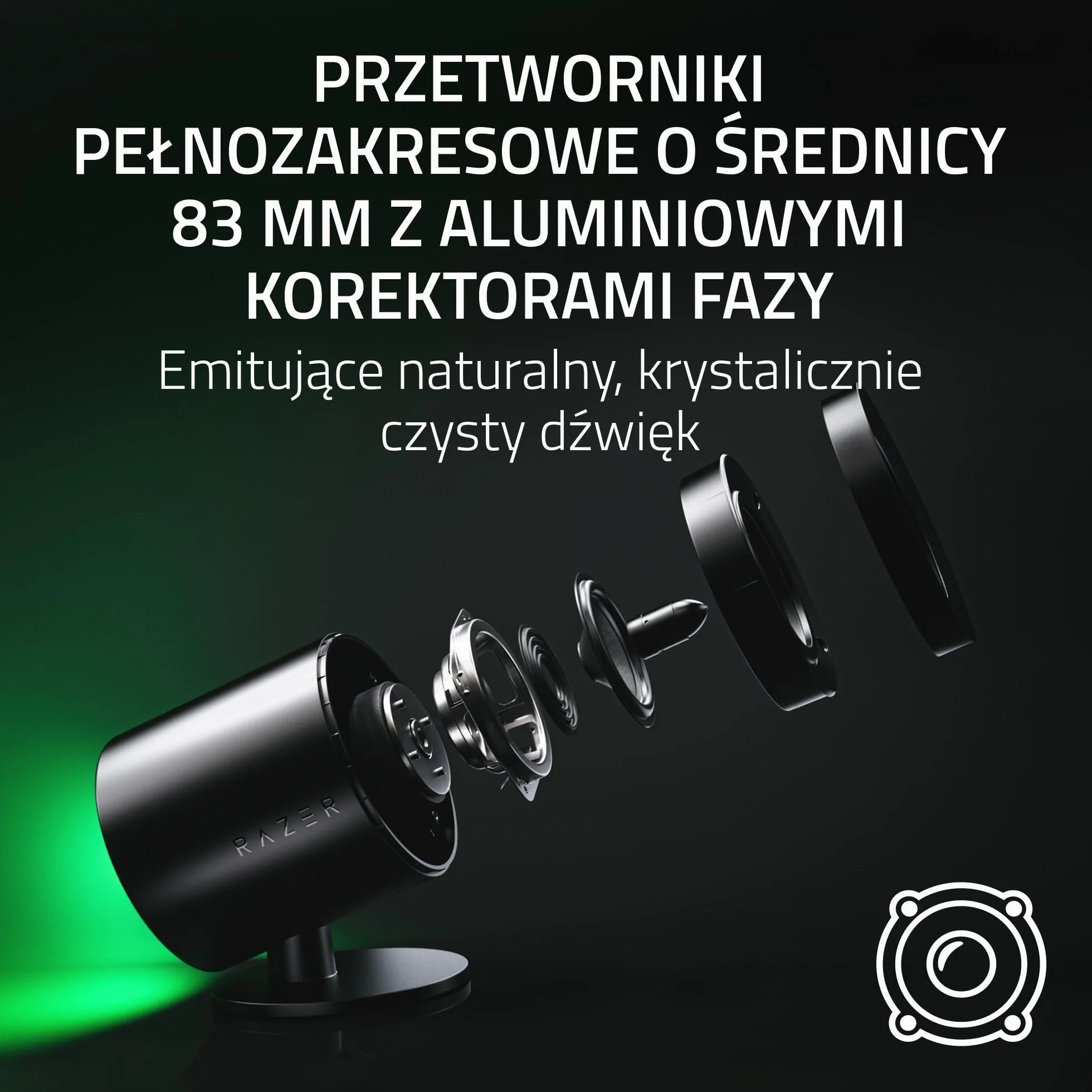 Razer Nommo V2 2.1 szerokopasmowe głośniki do gier PC z subwooferem przewodowym THX Audio Czarny