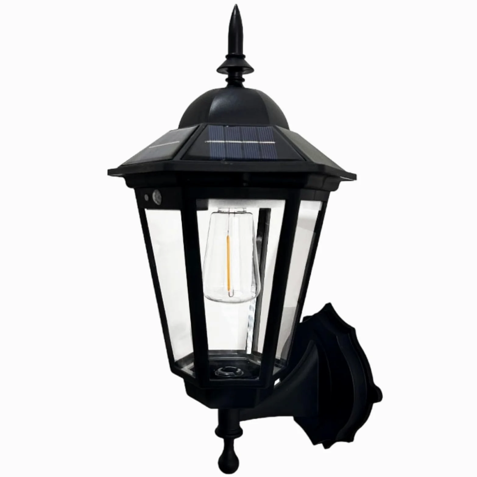 Solarna lampa ścienna zewnętrzna, wodoodporny romb, sztuczny czarny filament wolframowy, odlewane aluminium 8,3 x 36 cm, nowy chiński styl do willi, ogrodu, patio