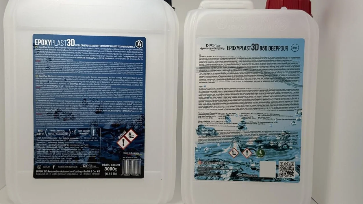 3,0 kg Ultra przezroczysta żywica epoksydowa EpoxyPlast 3D B50 DEEP POUR dwuskładnikowy efekt wody I bardzo dobra ochrona przed promieniowaniem UV Biżuteria I żywica odlewnicza I produkt przezroczysty