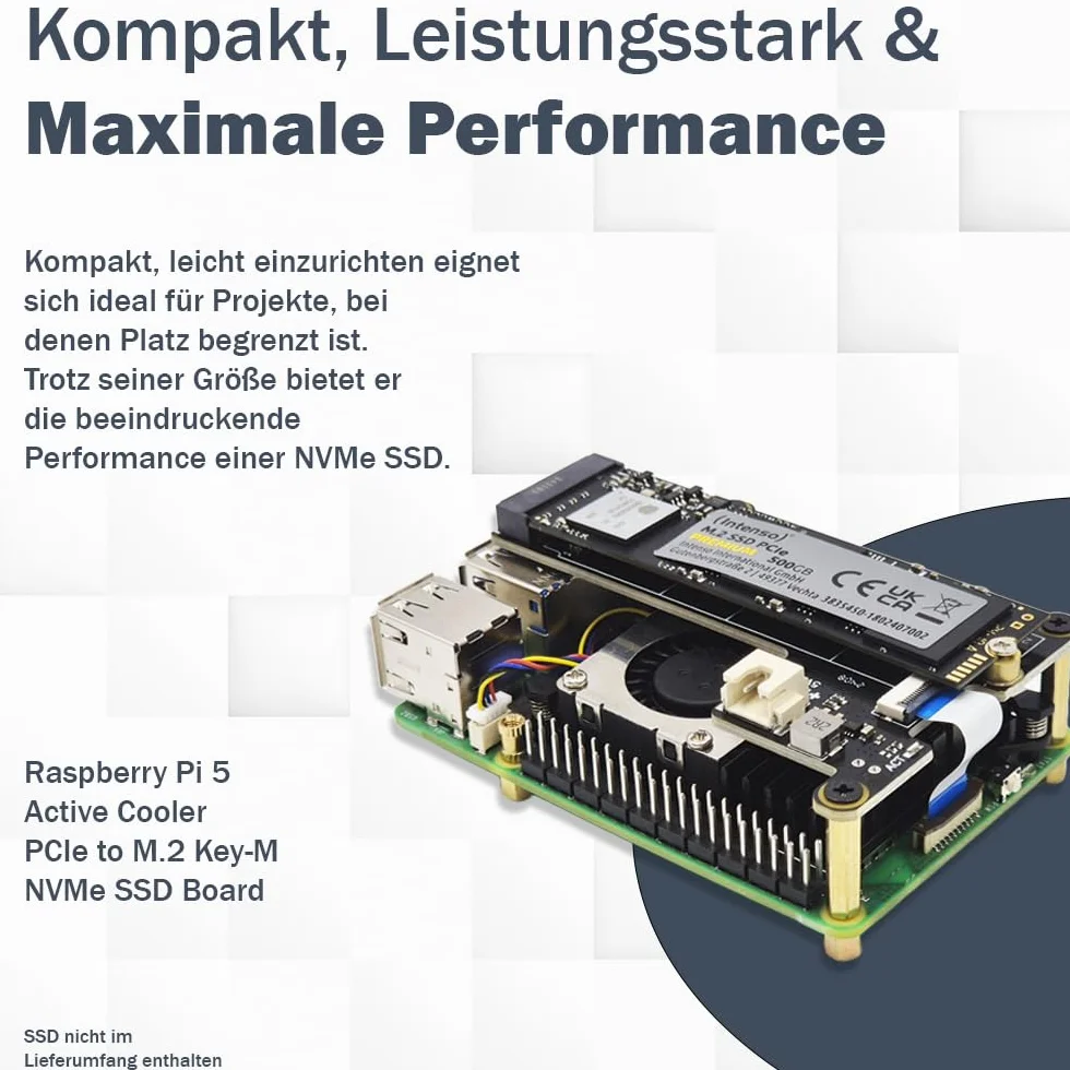 Raspberry Pi 5 16 GB zestaw metalowa obudowa Active Cooler M.2 NVMe SSD PCIe Board zasilacz USB-C 27 W karta SD Ultra 64 GB kabel micro HDMI 4K