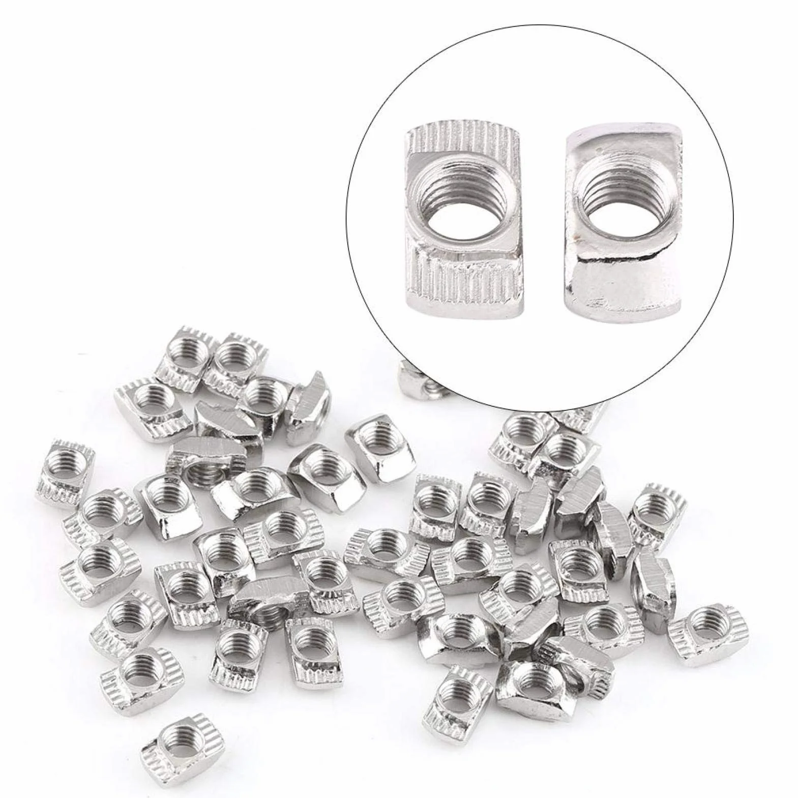 50 szt. nakrętka z łbem młota T-Slot T, ocynkowane zapięcie na nakrętkę ze stali węglowej do profilu aluminiowego (EU20-M4 * 10 * 6)
