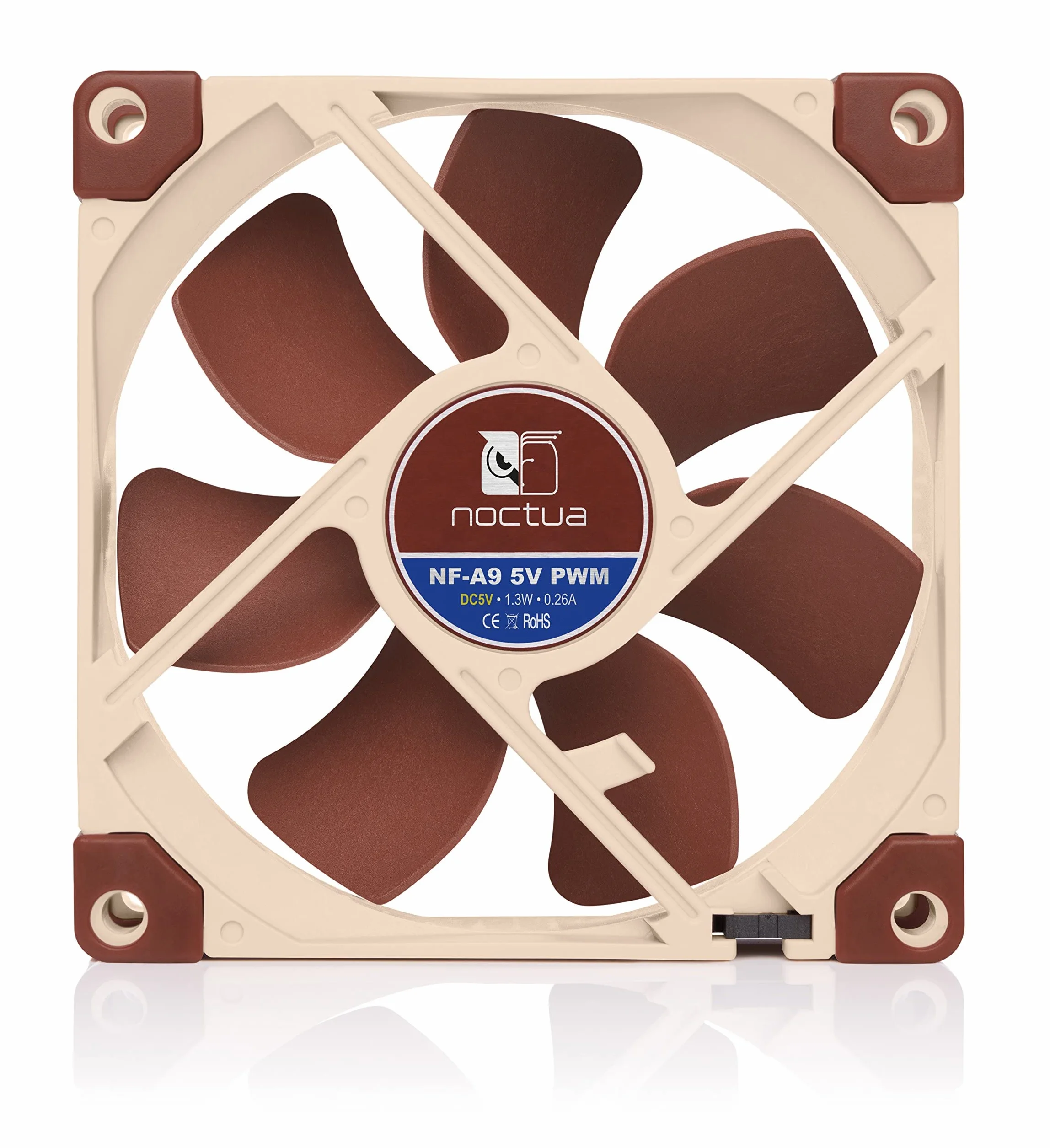 Noctua NF-A9 5V PWM, 4-Pinowy, Zasilany Napięciem 5 V Cichy Wentylator Klasy Premium z Adapterem do Zasilania Przez USB (92 mm, Brązowy)