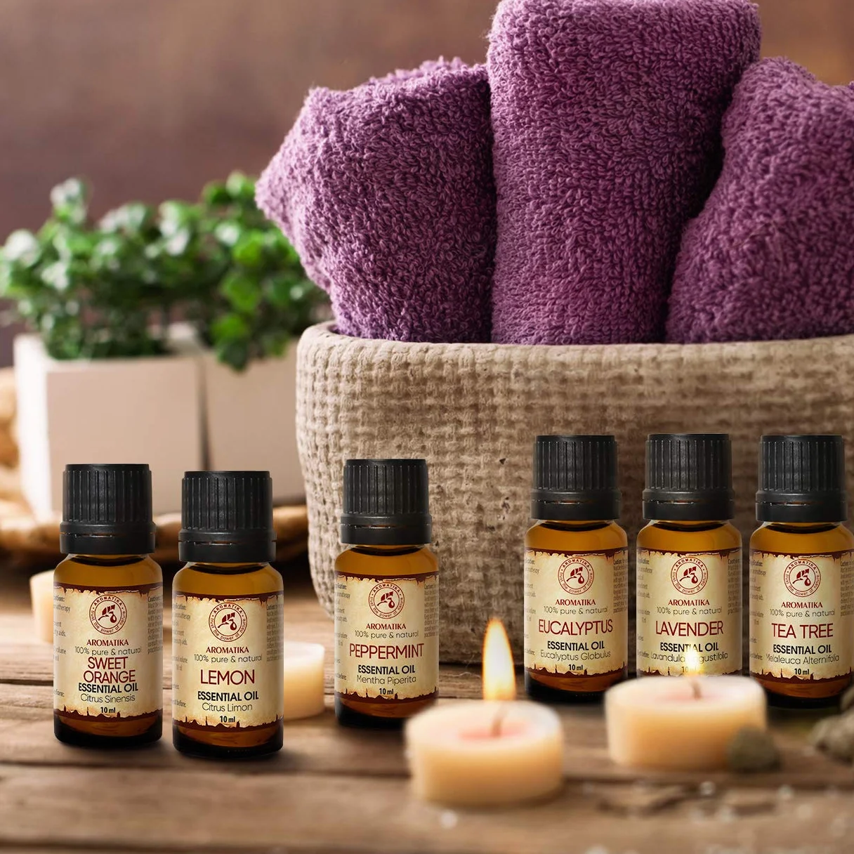 Essential Oil Set Of Top 6 Aromatherapy Essential Oils - 100% Pure & Natural - Lavender - Tea Tree - Eucalyptus - Peppermint - Orange - Lemon Essential Oil - 6 * 10ml - Best Gift Set