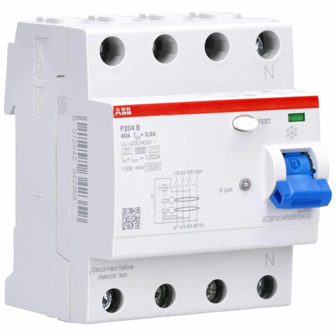 Wyłącznik ochronny FI typ B 4P 40A, 300 mA,3 kA, 4TE F204B-40/0,3-4TE