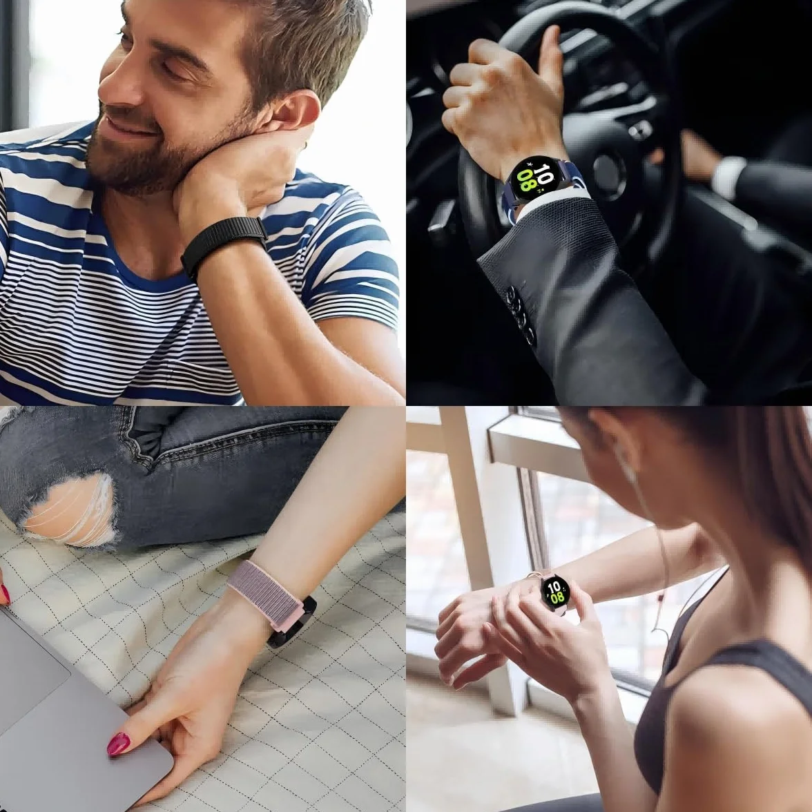 Pasek 20 mm do Amazfit Bip U/U Pro/S/S Lite / 1S/3 Pro/GTR 42 mm/GTS 4/2 Mini/3/2e/Pop Pro/Active 2, regulowany miękki nylonowy pasek do zegarka