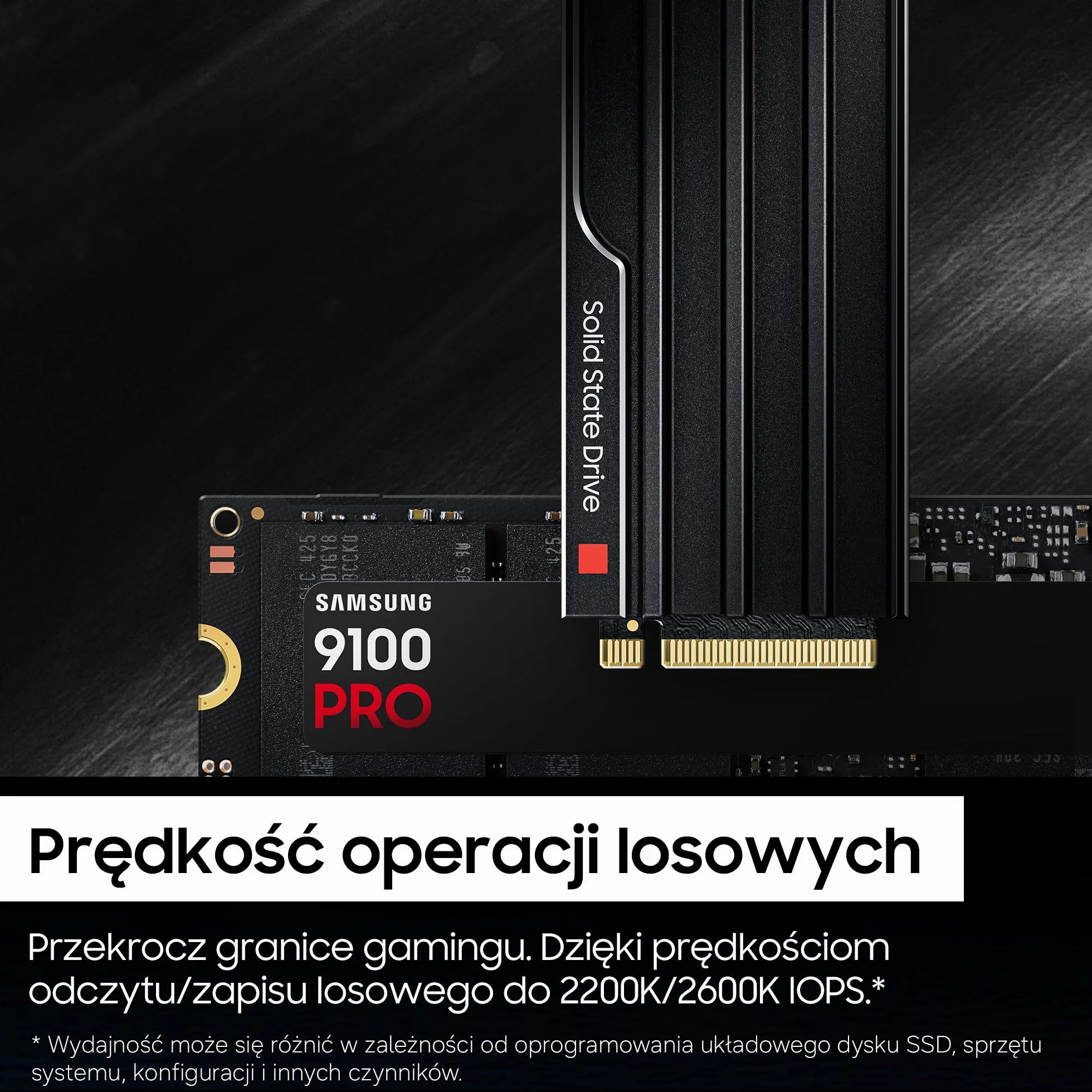 Samsung 9100 PRO NVMe M.2 SSD 2TB PCIe 5.0 wewnętrzny dysk SSD do gier edycji wideo AI czarny MZ-VAP2T0BW