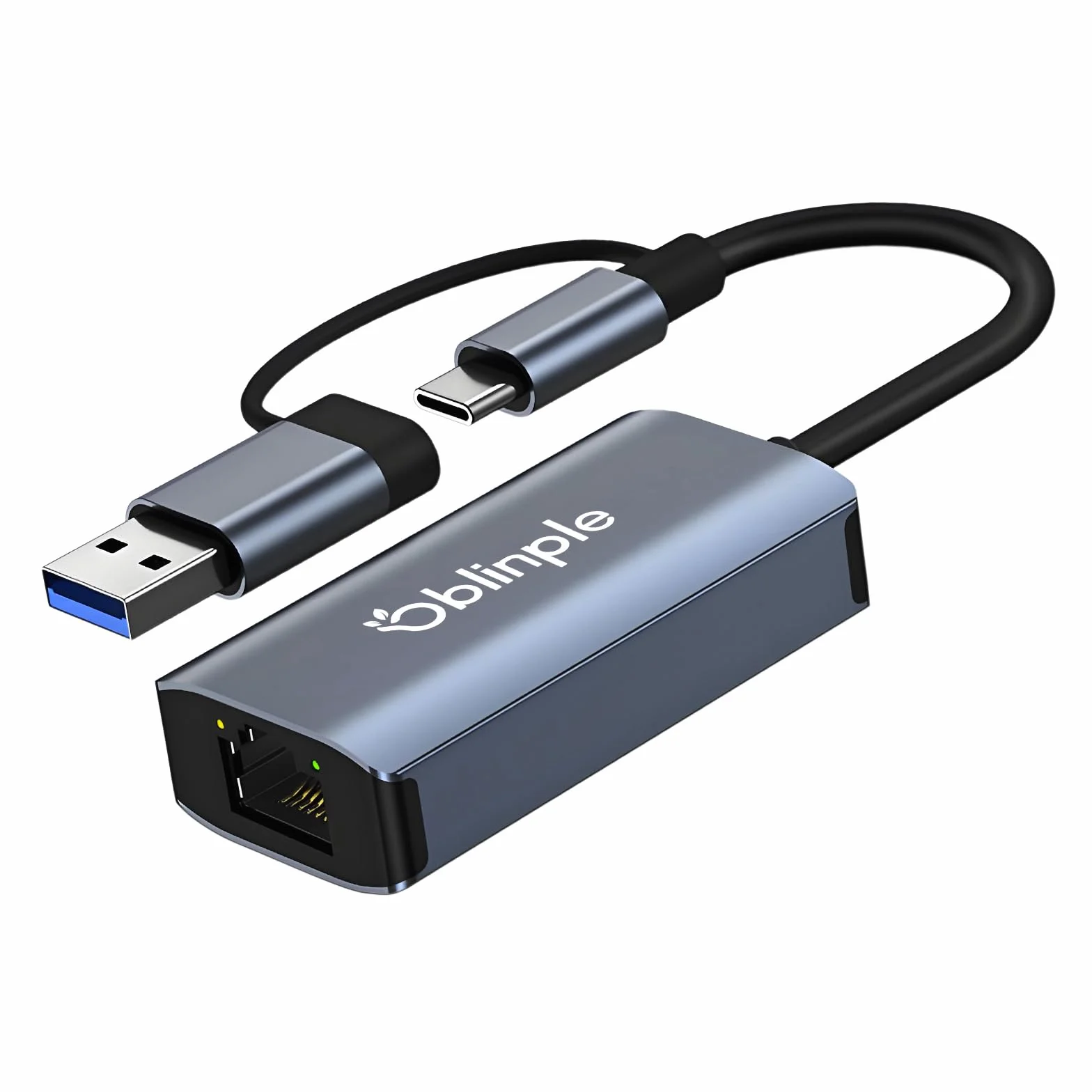 Adapter USB C na Ethernet, 2 w 1, USB 3.0, 1000 Mbps, typ C na RJ45, adapter sieciowy Gigabit LAN, do systemu Windows XP, Mac OS, Linux, Vista, do MacBooka, laptopa