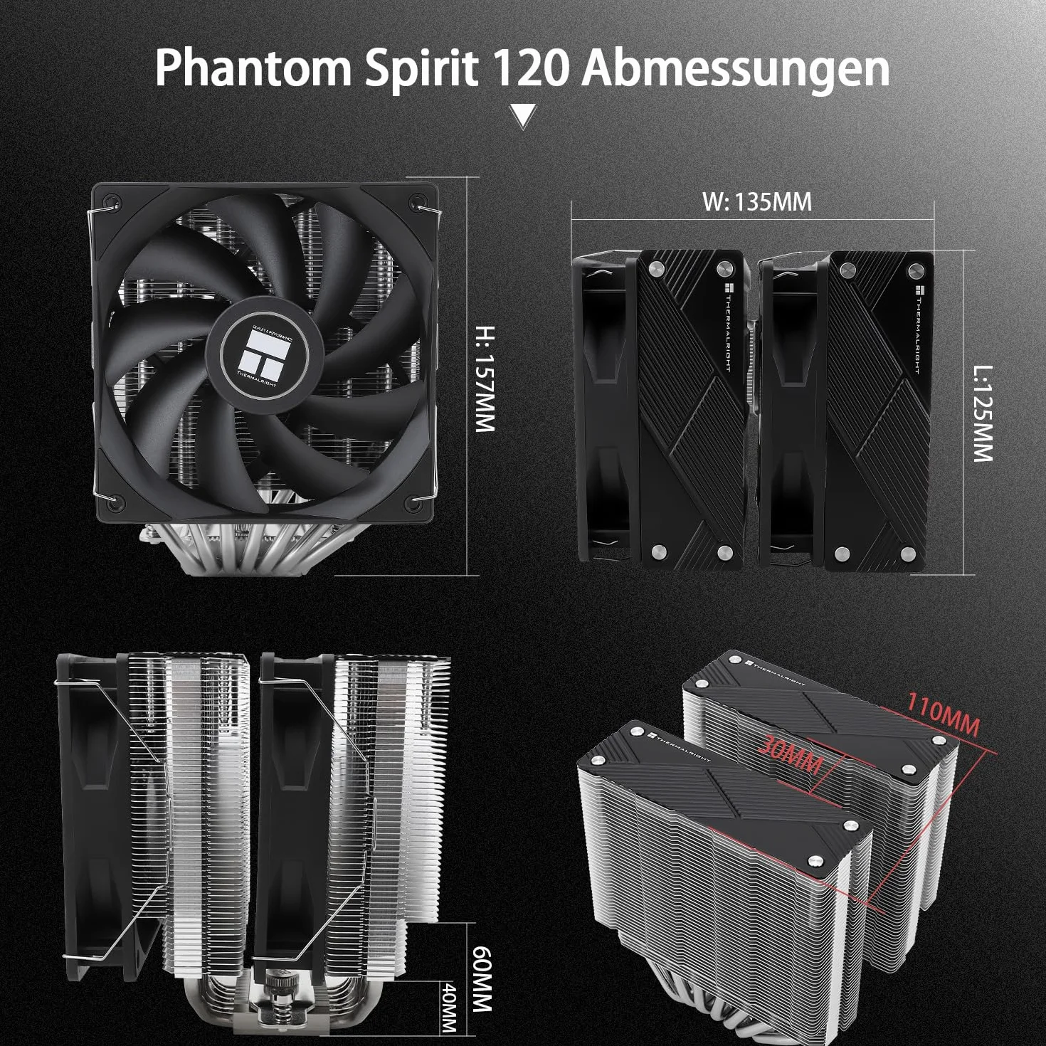 Thermalright Phantom Spirit 120 radiator procesora, z 7 rurkami cieplnymi, podwójny wentylator 120 mm TL-C12B V2 PWM, AGHP 4.0, łożysko S-FDB, do AMD AM4 AM5/Intel 1700/1150/1151/1200/2011 ( PS120)