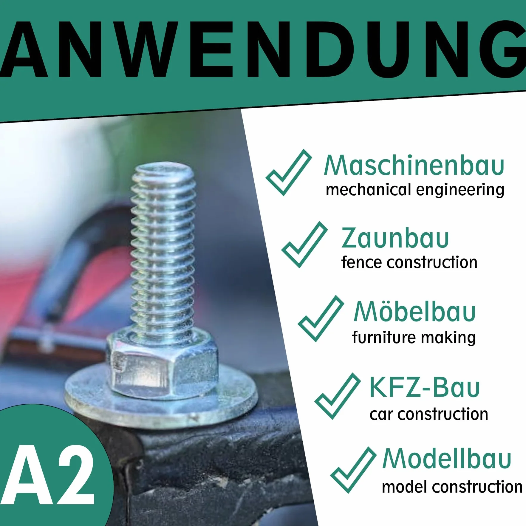 Śruby z łbem zakrzywionym z kołnierzem i gniazdem sześciokątnym/Torx (ISR, TX) zgodnie z normą : ISO 7380-2 Zestaw 10 śrub z łbem płaskim z kołnierzem ze stali nierdzewnej A2 V2A, gwint pełny, M6 x 50