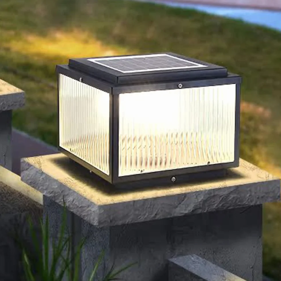 Solarne lampy słupkowe do użytku na zewnątrz, wodoodporne lampiony kolumnowe LED, kwadratowe oprawy słupkowe do oświetlenia patio, ogrodu, tarasu i krajobrazu