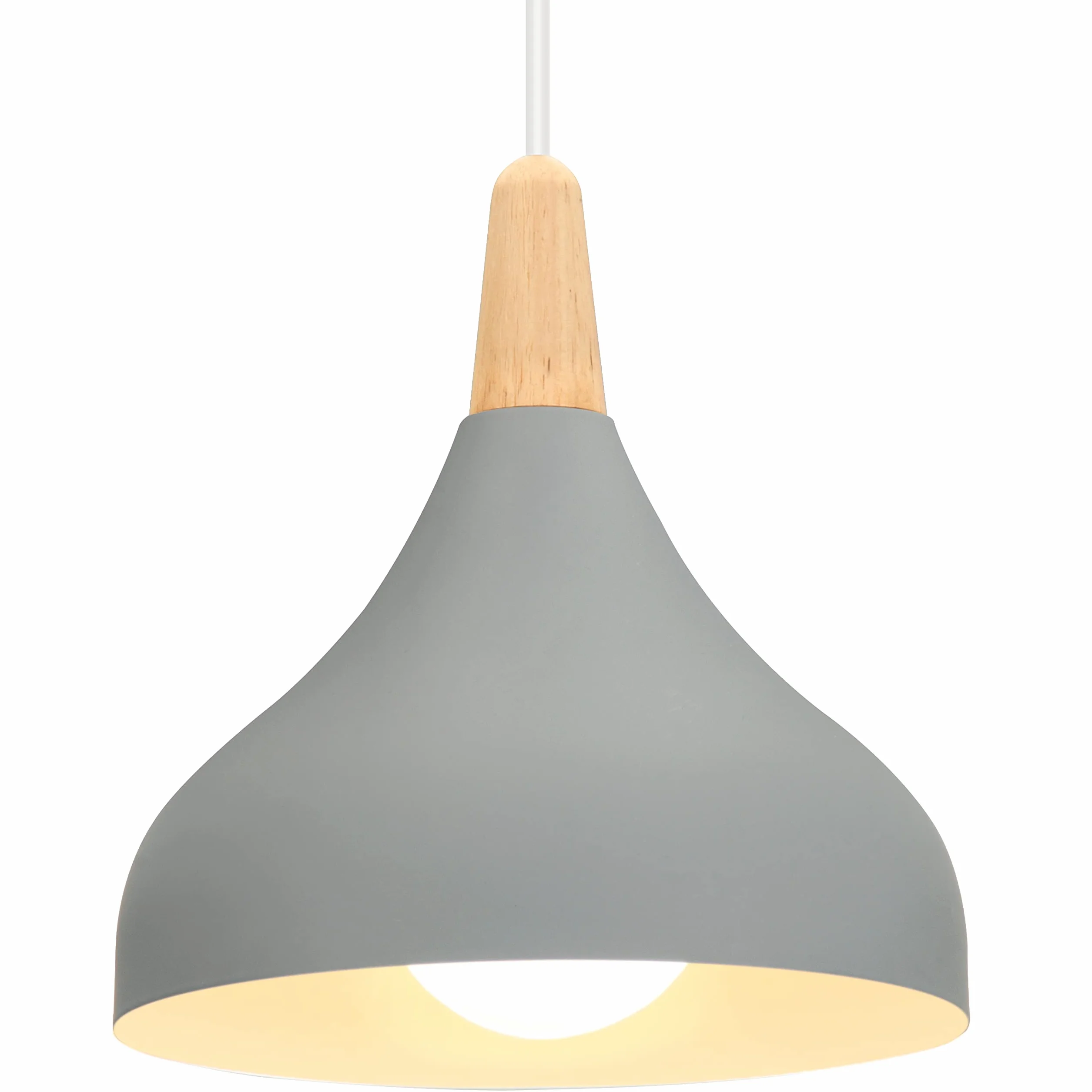 iDEGU Lampa sufitowa w stylu retro, nowoczesny styl kropli, klosz w kształcie kapelusza, E27, lampa sufitowa retro, oprawa oświetleniowa z metalu i drewna, lampa wisząca do sypialni, jadalni, kuchni