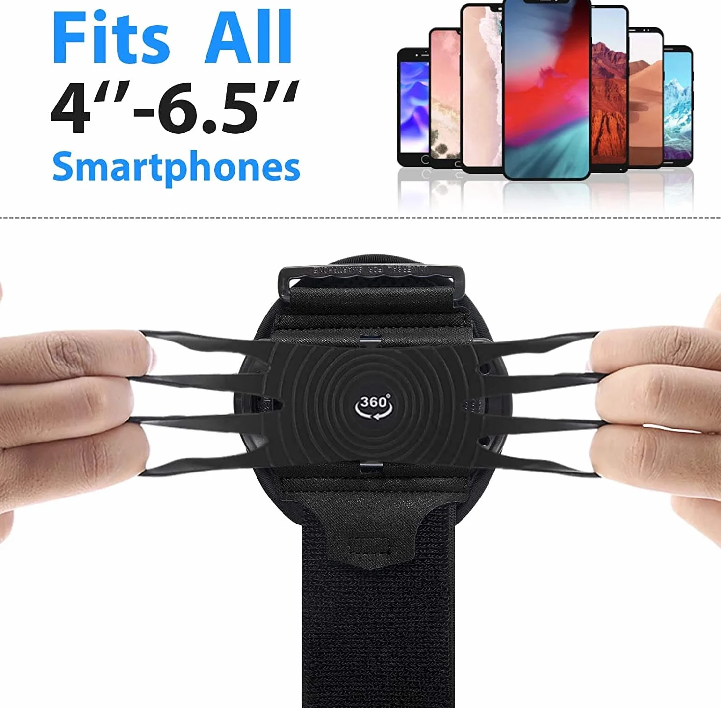Odpinany sportowy pasek do biegania, obracany o 360°, uniwersalny, sportowy pasek do biegania kompatybilny z iPhone 14/13 Pro/13/12 Pro/11 Pro Max / 11 Pro / 11 / X/8 itd., wszystkie smartfony 4–6,5"