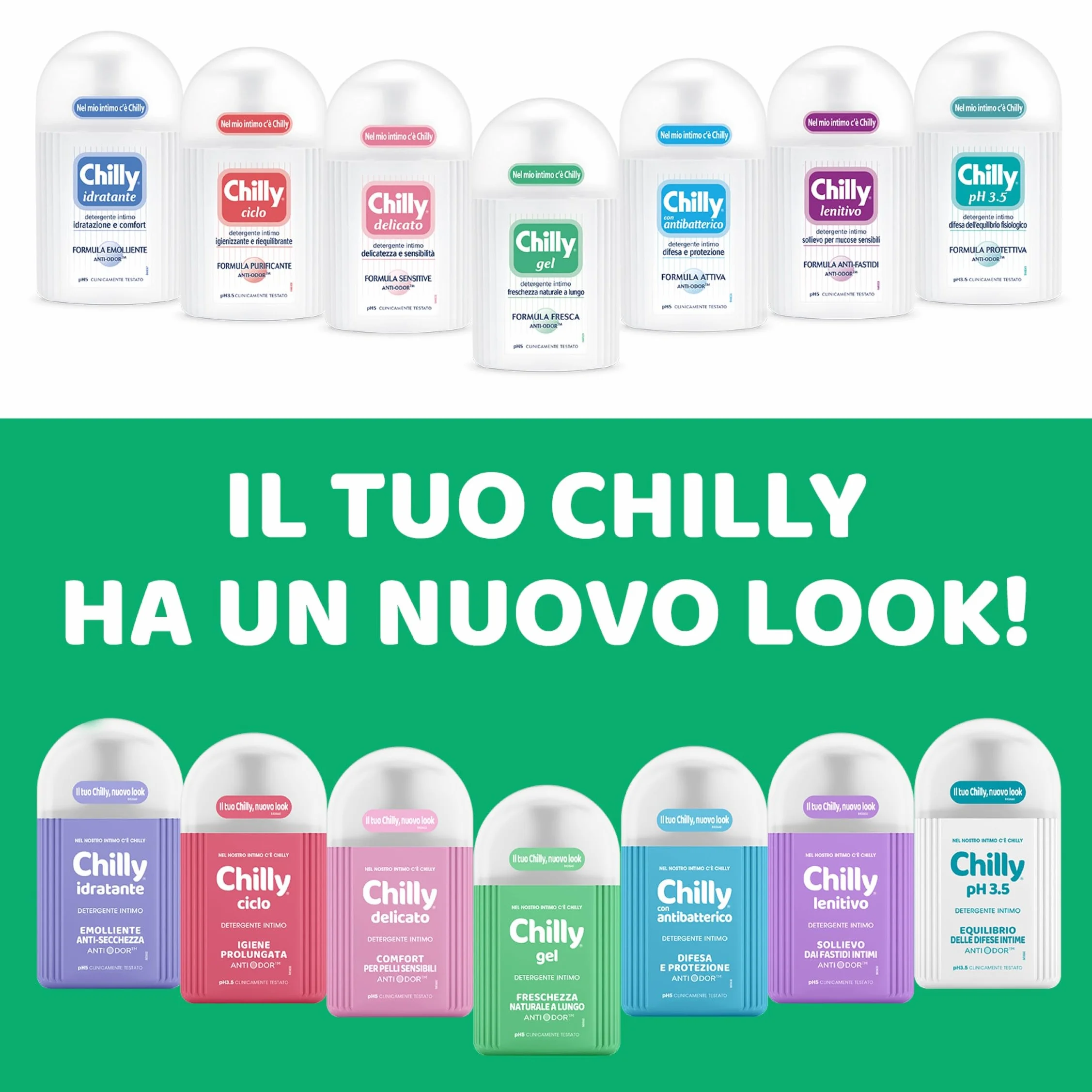 Chilly, Żelowy środek do czyszczenia bielizny, środek do czyszczenia higieny z naturalnym mentolem - naturalna świeżość - do codziennego użytku - testowana klinicznie, pH 5 - butelka 300 ml