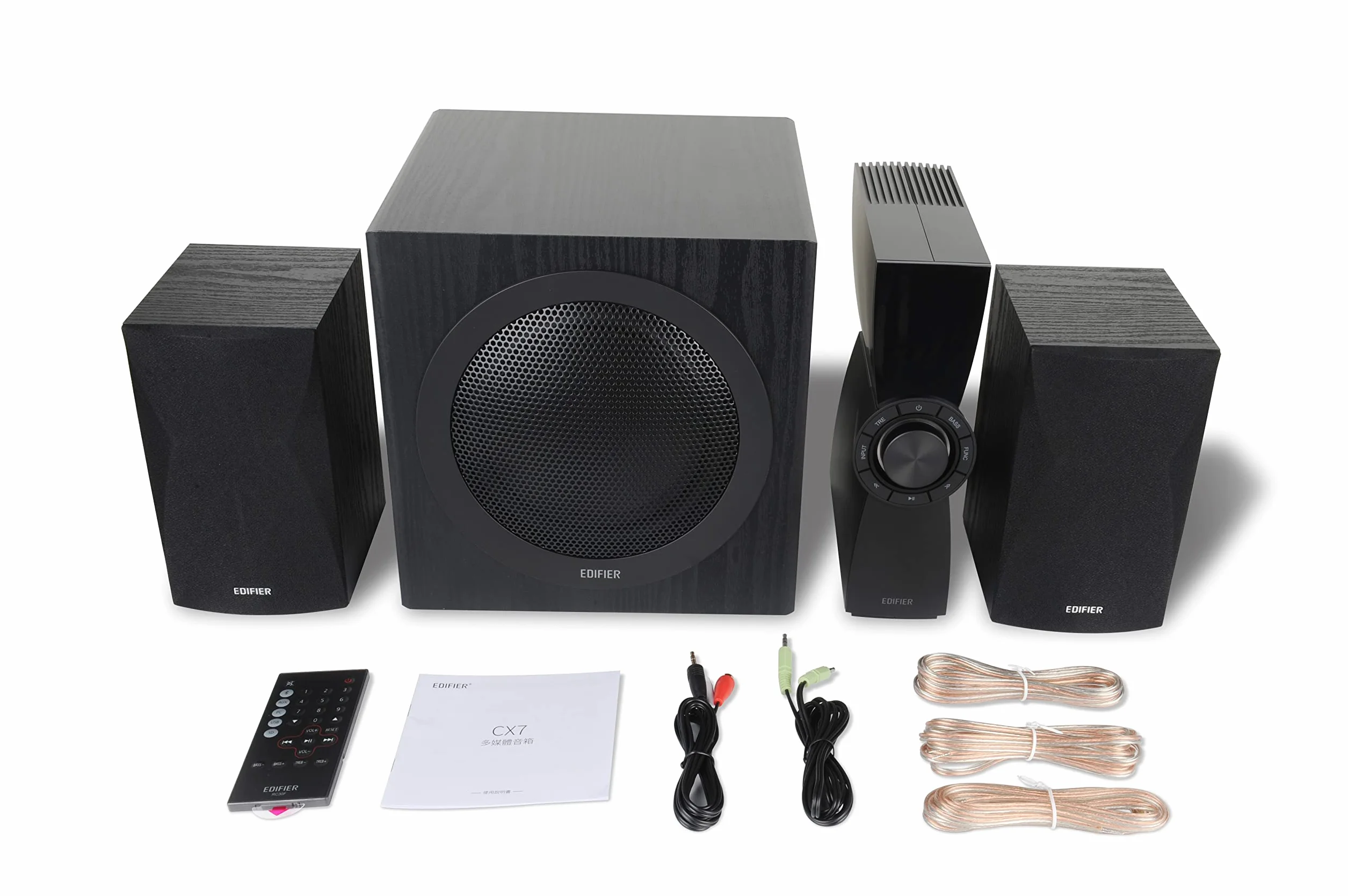 Edifier CX7 aktywny system kina domowego 2.1 Bluetooth 5.0 subwoofer 21 cm 8 cali pilot na podczerwień czarny