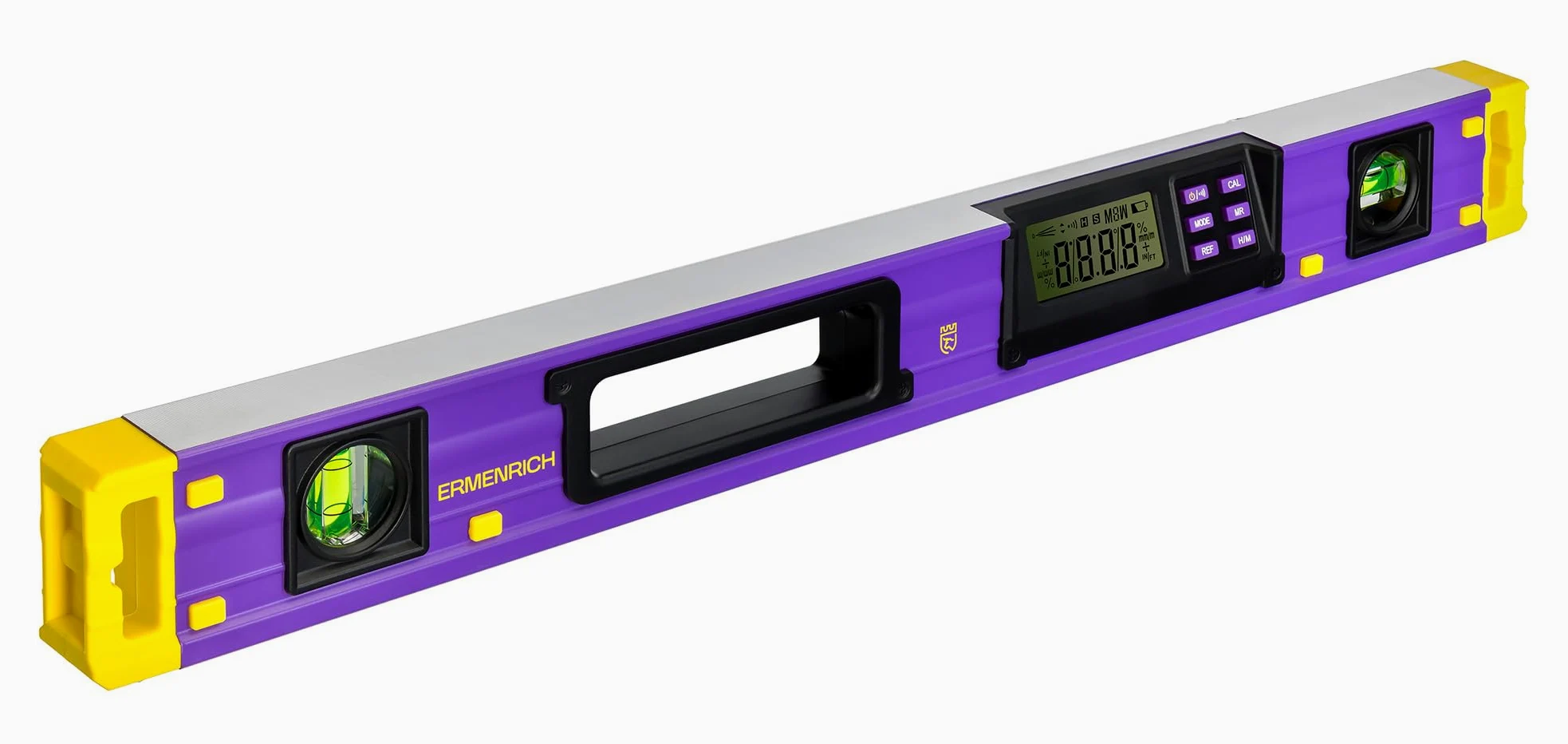 Verk LY60 Poziomica Cyfrowa LCD Kątomierz 60 cm | Inklinometr 4x90°, 2 Libelle, Ekran LCD, 4 Tryby Pomiaru, Magnetyczna Podstawa V, Drewno, Budowa