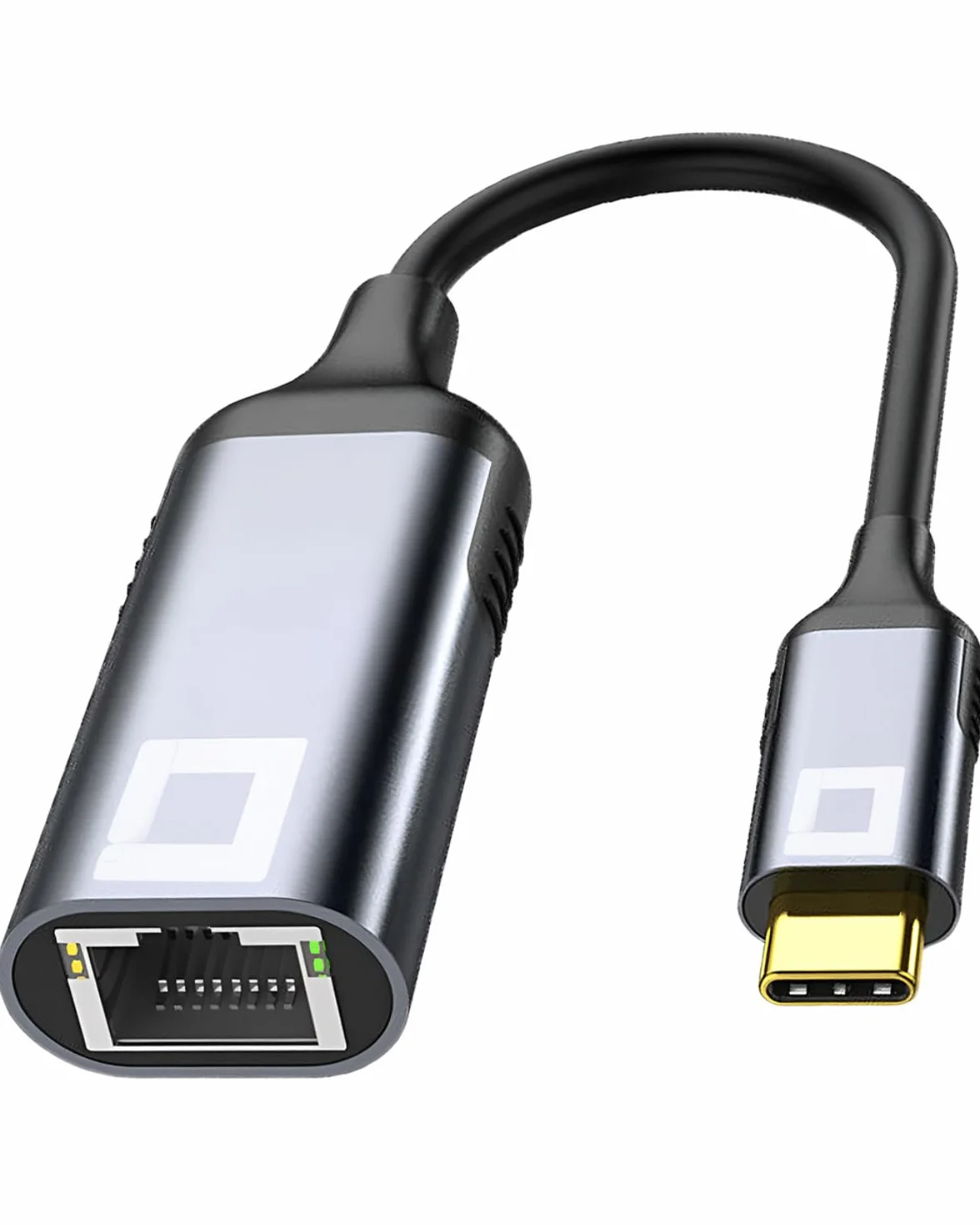 CO2 Karta sieciowa USB-C do Ethernet, Adapter Gigabit RJ-45 LAN 10/100/1000 Mbps, Plug & Play, Wskaźniki LED, Chip Realtek RTL8153, Aluminium Space Gray, Kompatybilny z MacBook, PC, TV Box (USB-C)