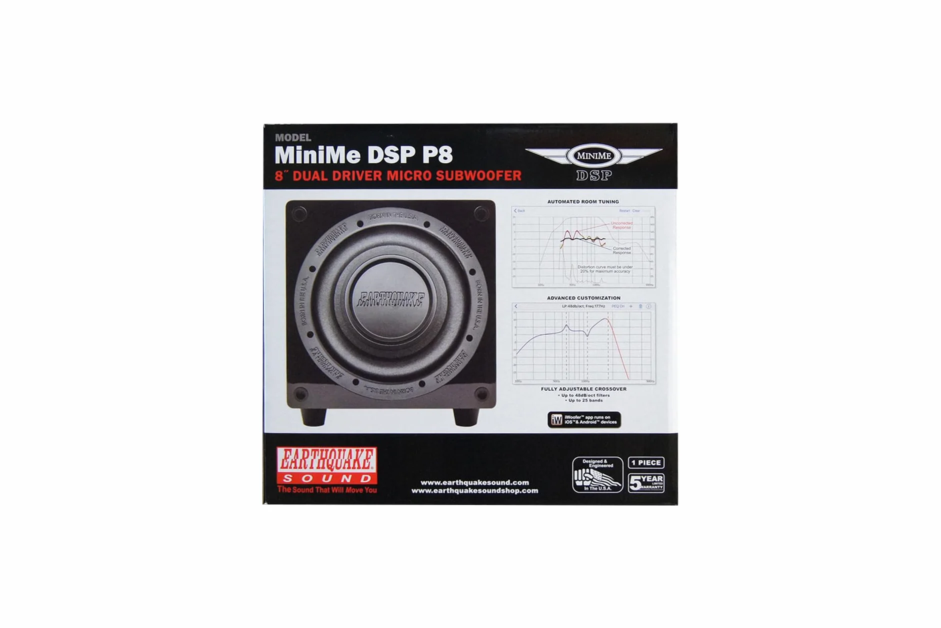 Earthquake Sound MiniMe-DSP-P8 8" 600 W Powered Subwoofer z DSP Control