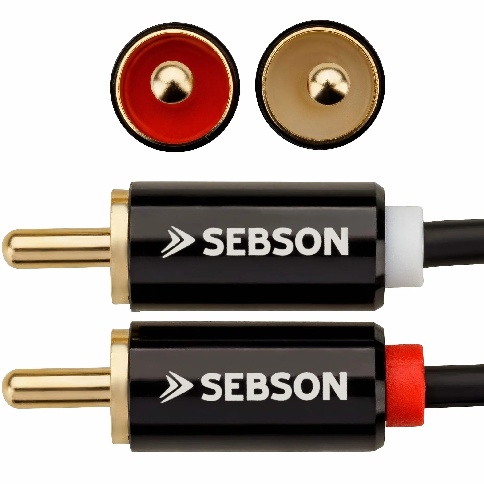 SEBSON Kabel audio RCA 0,5 m 2 męskie na 2 męskie wtyczki RCA do wzmacniacza głośników HiFi