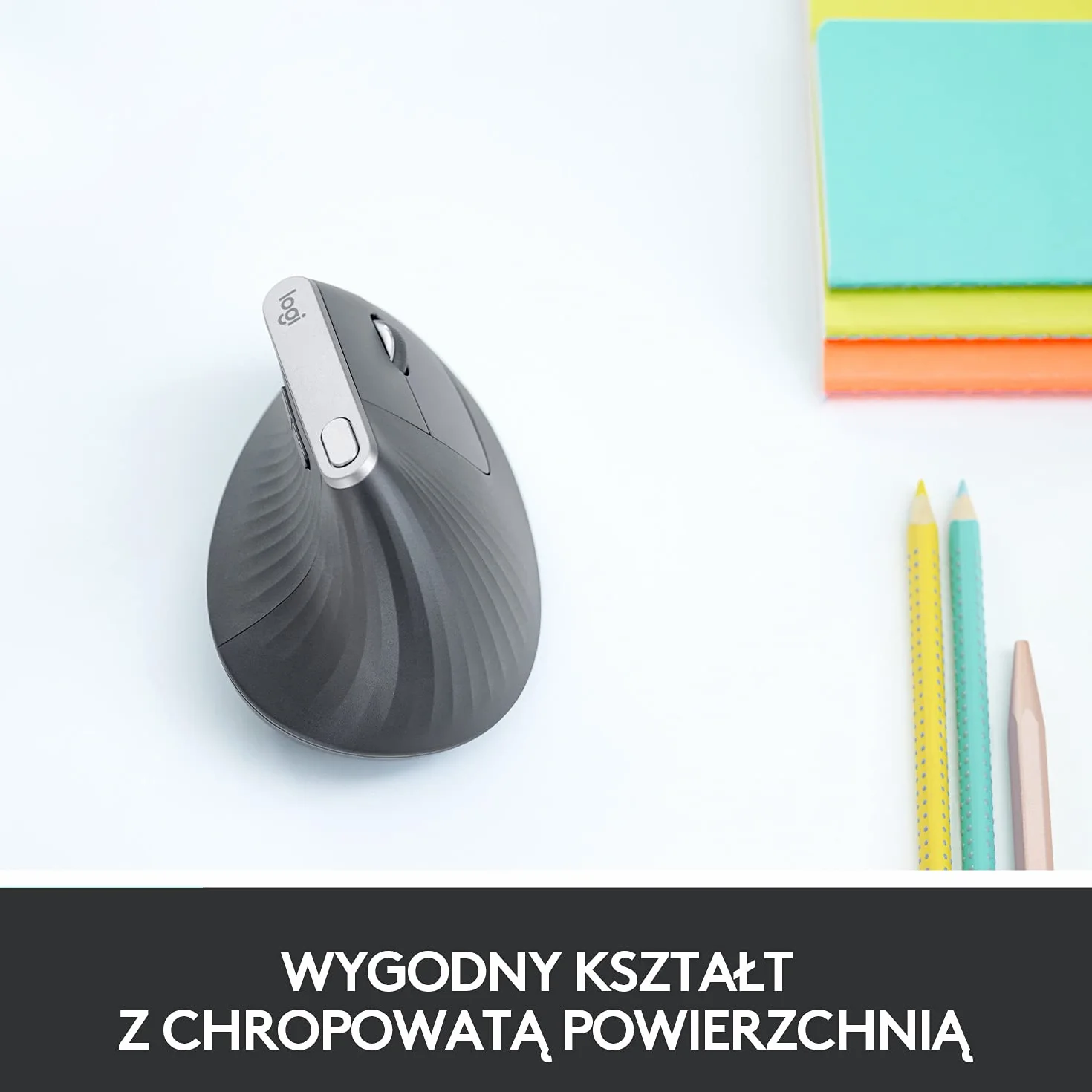 Logitech MX Vertical Ergonomiczna mysz dla wielu urządzeń, bezprzewodowa Bluetooth lub 2,4 GHz z USB Unifying, optyczne śledzenie 4K DPI, 4 przyciski, szybkie ładowanie, PC/Mac/iPad - Czarny