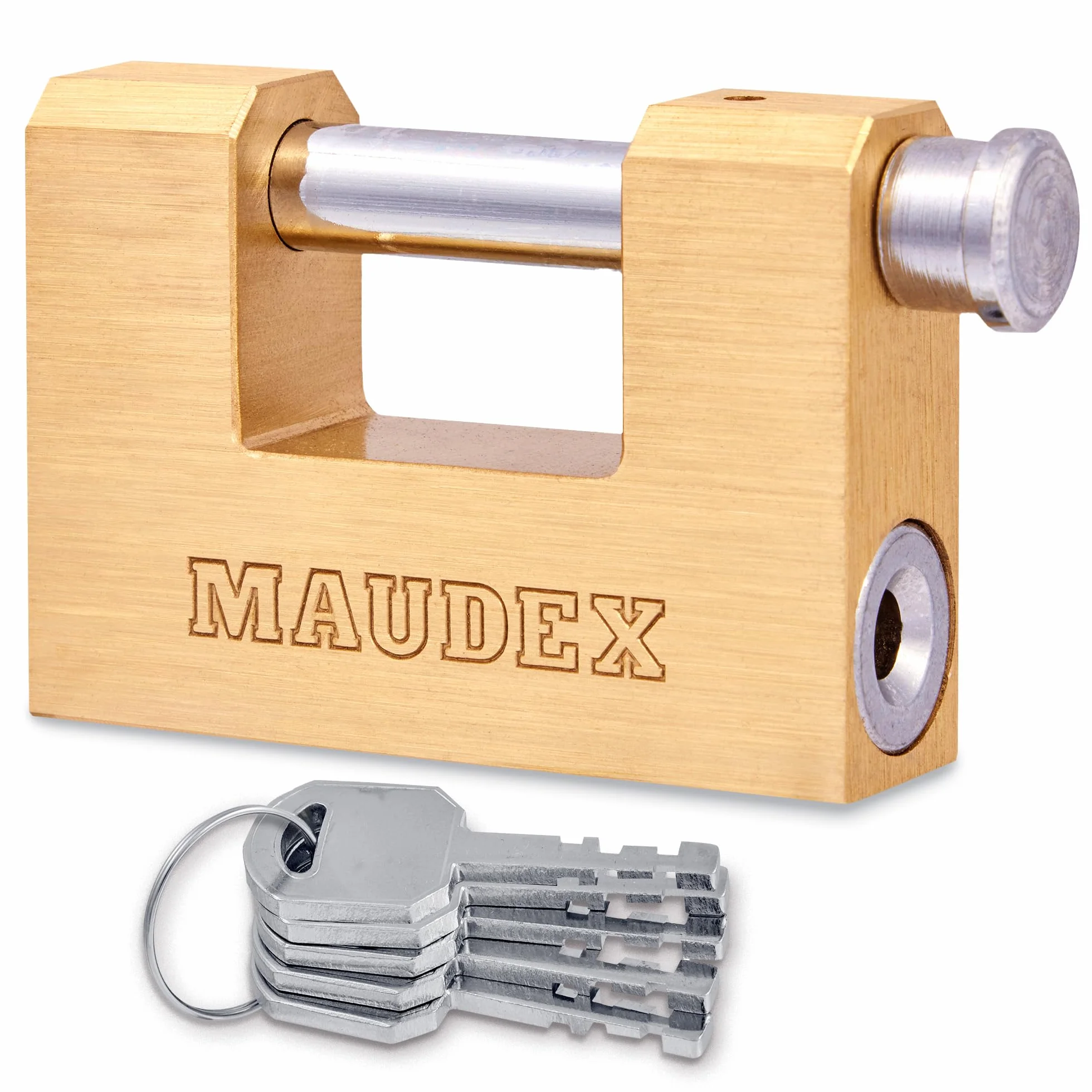 Maudex® MBX70 Opancerzona blokada antywłamaniowa, zamek do bramy zewnętrznej, garażu i kontenera, zamek jednoczęściowy z 5 kluczami, wysokie bezpieczeństwo do magazynu i zasuwy pancernej