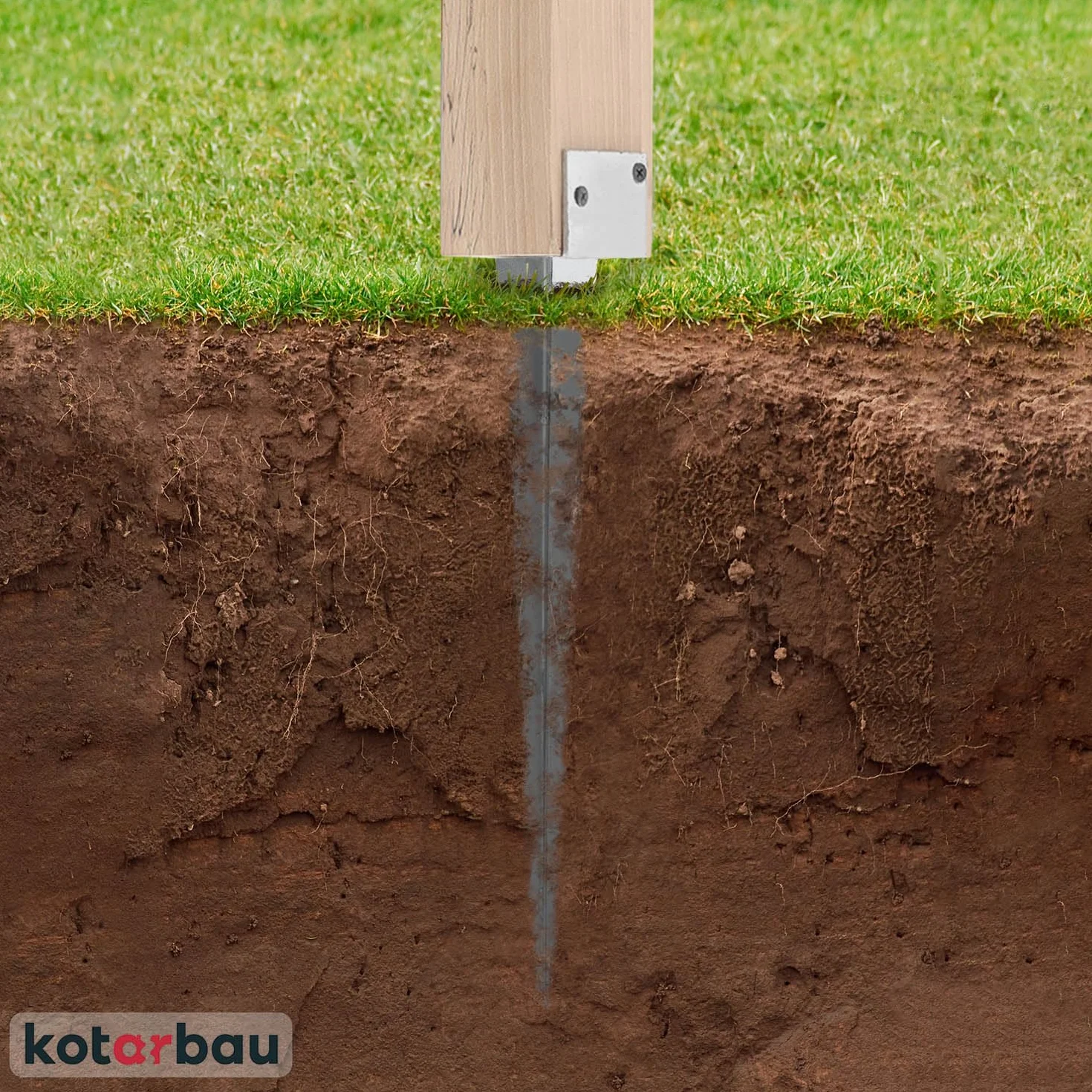 KOTARBAU® Podstawa Słupa L - 500 mm - Kotwa Wbijana - Wspornik do Ogrodzeń Pergoli Altany - 50 x 60 mm - Stalowy