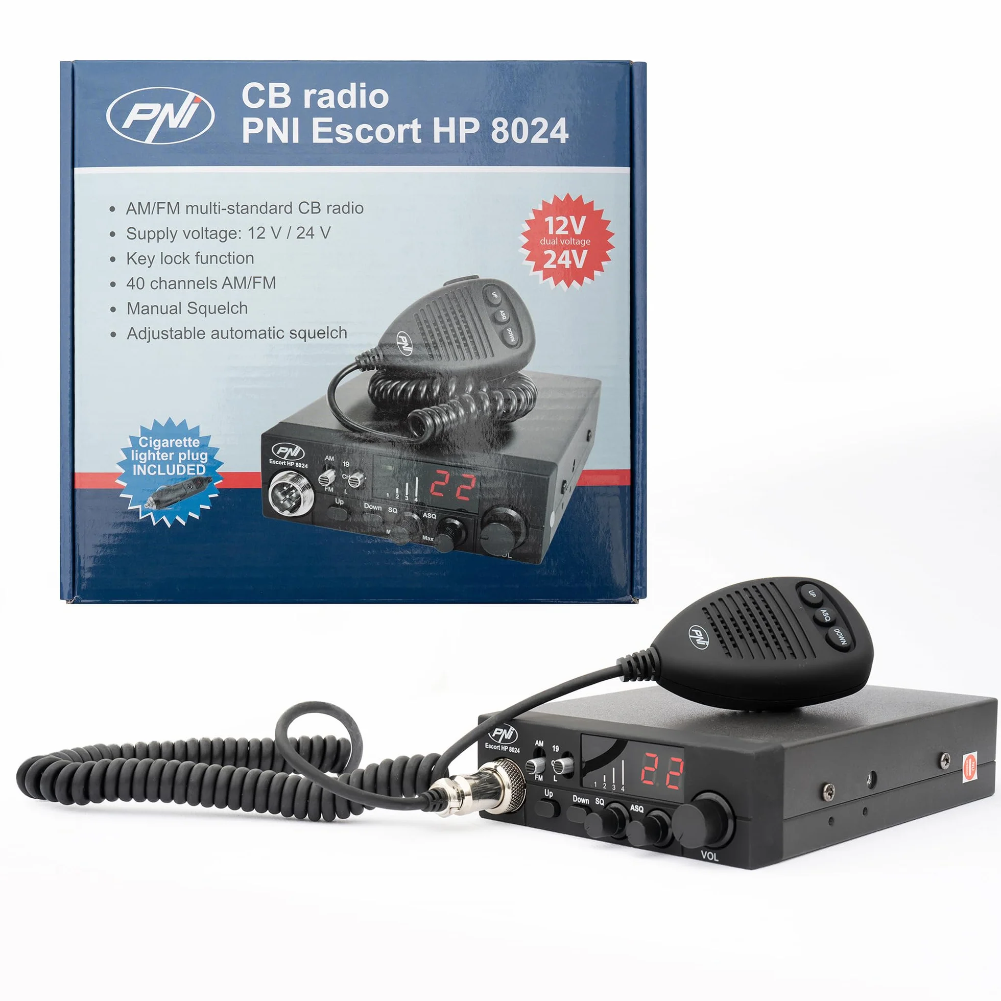 CB Radio PNI Escort HP 8024 12 V - 24 V 4 W AM/FM regulowane