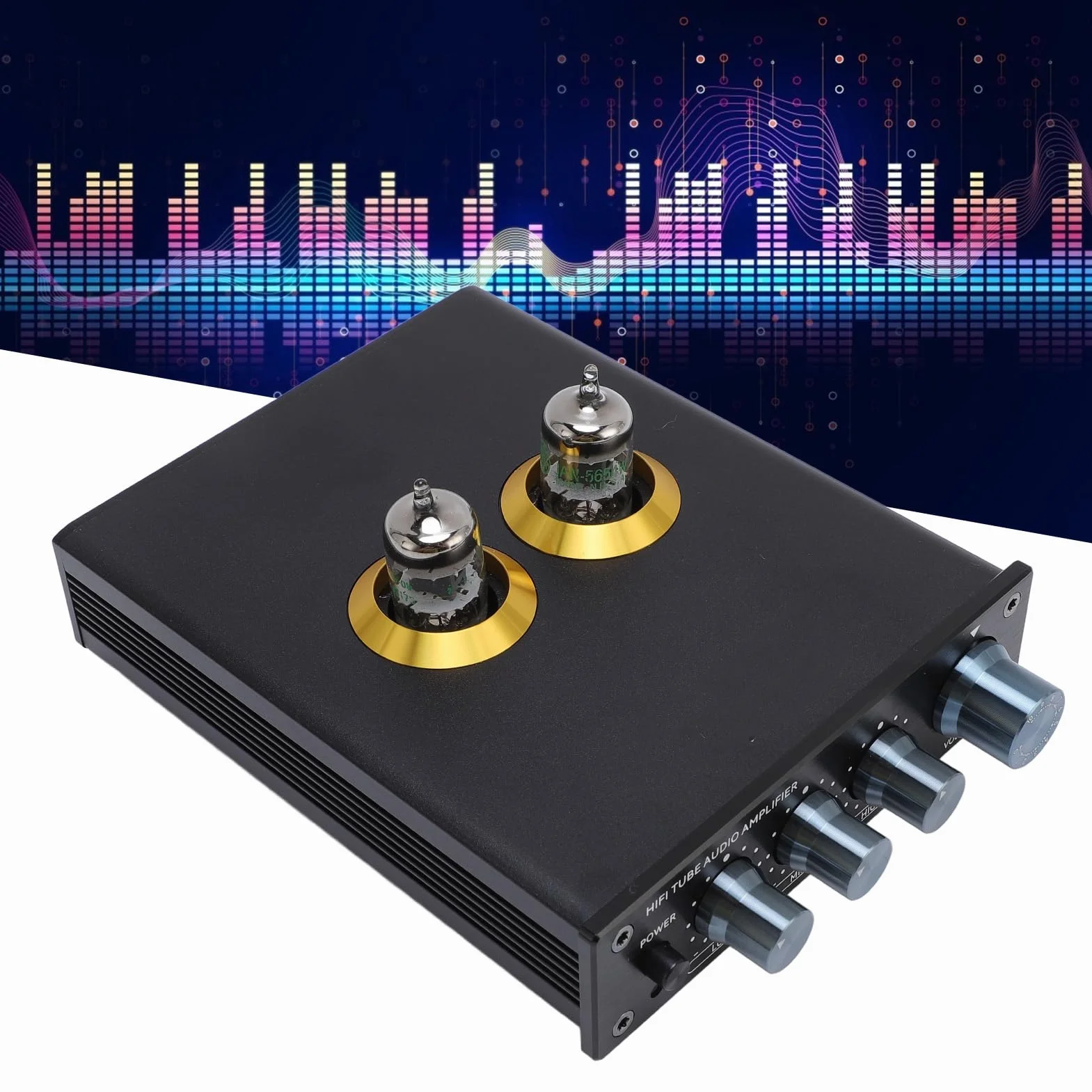 Przedwzmacniacz Lampowy, Przedwzmacniacz Audiofilski HiFi z Wbudowanym Obwodem Ochronnym i 3 Ustawieniami Korektora, do Domowych Systemów Stereo (Wtyczka UE)