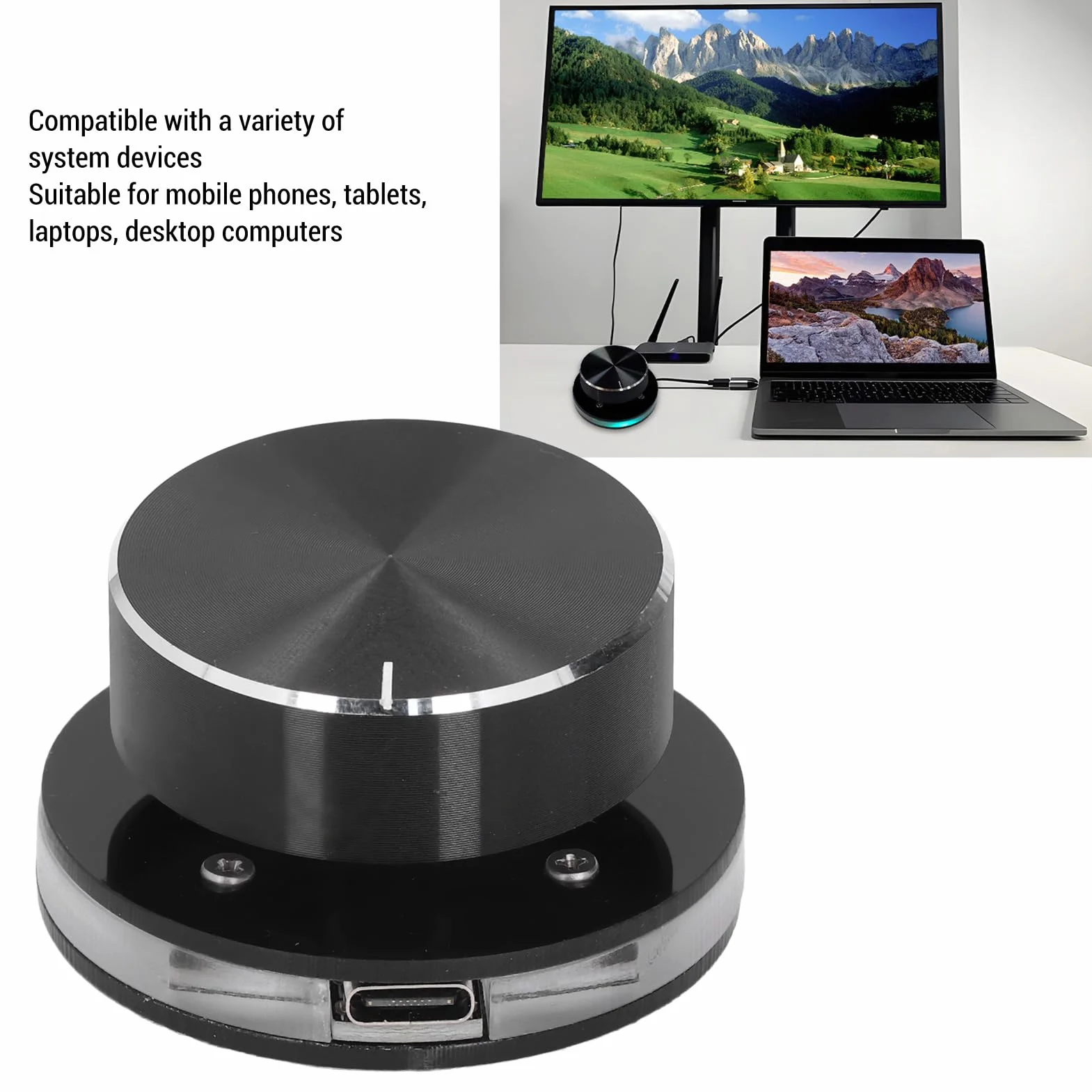 Kontroler Multimediów Pokrętło Głośności USB C z RGB dla PC Android
