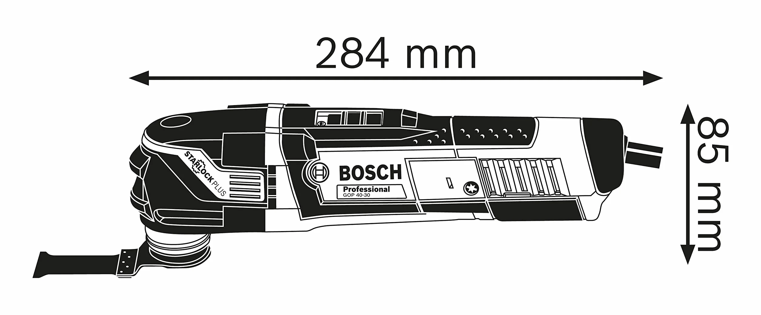 Bosch Professional: narzędzie wielofunkcyjne Multi-Cutter GOP 40-30 (400 W, prędkość oscylacyjna bez obciążenia 8.000 – 20.000 min-1, 1 brzeszczot BIM do cięcia wgłębnego StarlockPlus)