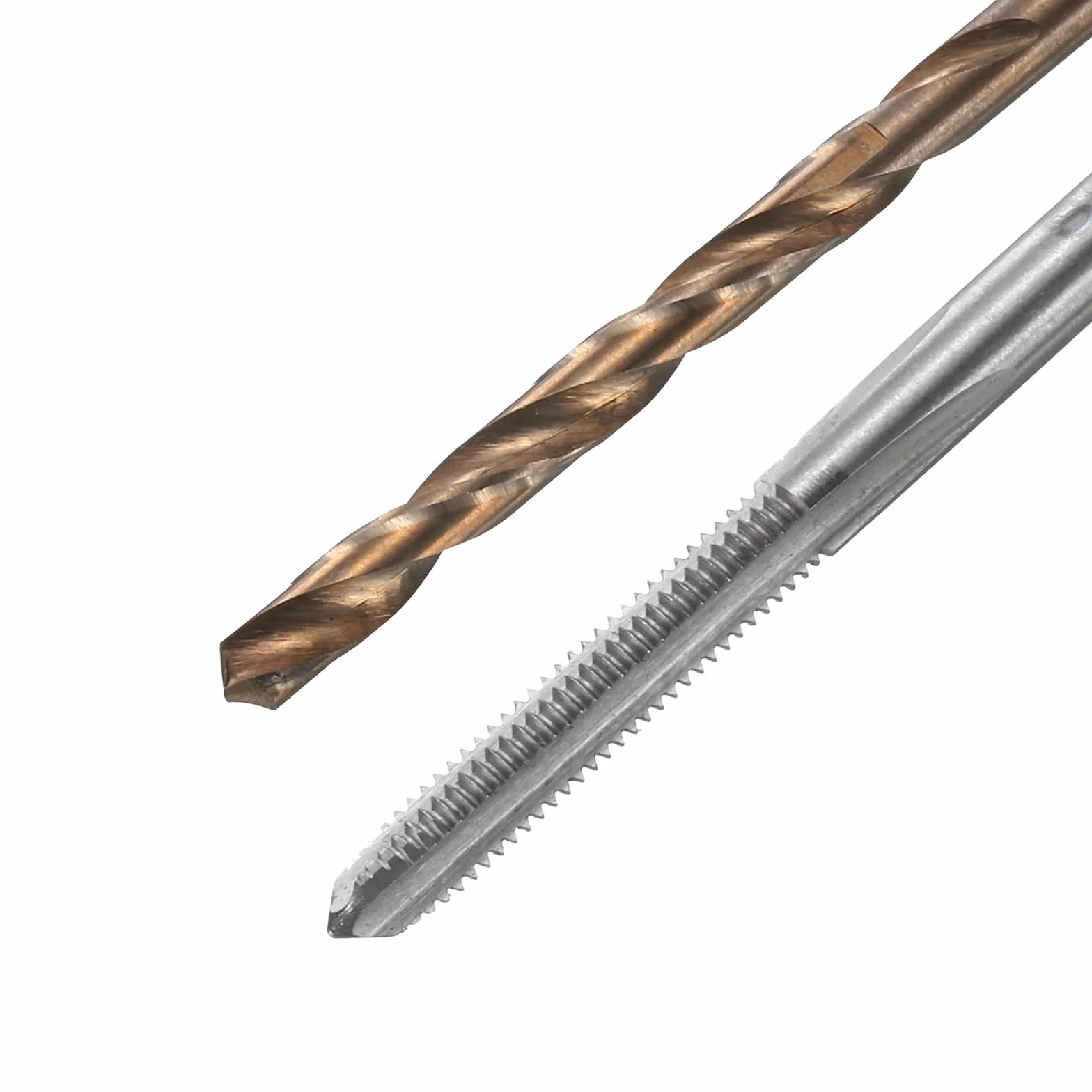 Zestaw gwintowników i wierteł, 2 szt. gwintowników metrycznych M3 x 0,5 z prostym rowkiem i 2 szt. wierteł krętych 2,5 mm, niepowlekanych/palonych na żółto HSS-6542/M35 HSS-CO