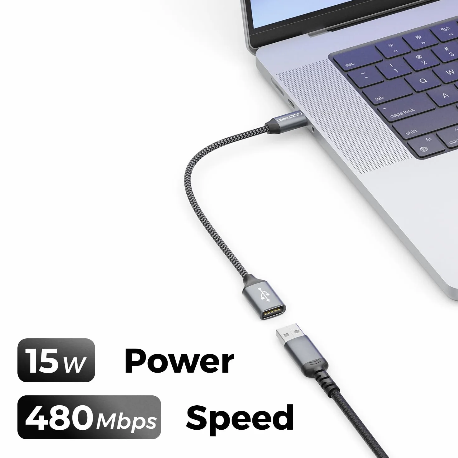 deleyCON USB C na USB Adapter 2.0 OTG Typ-C Wtyk na Gniazdo A