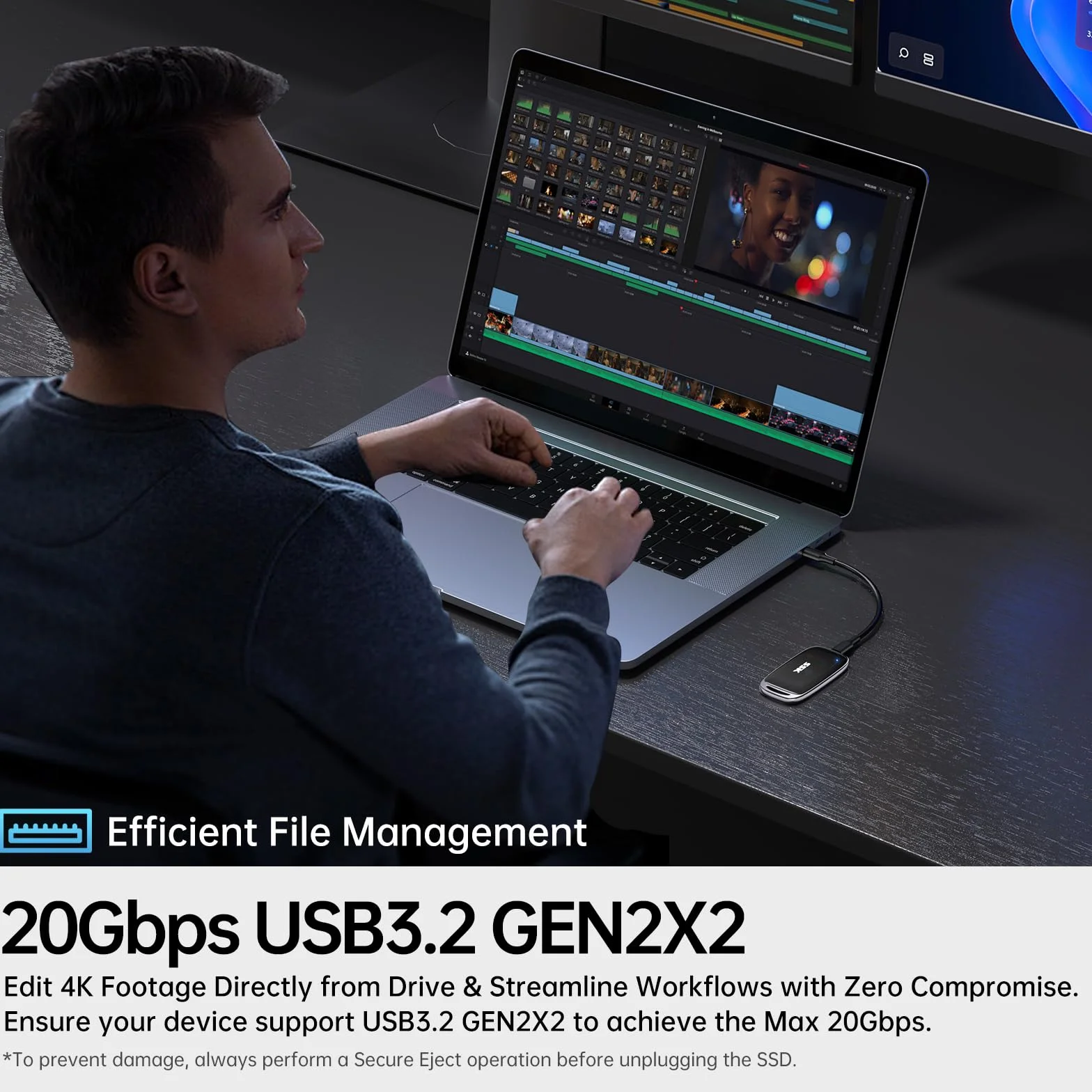SSK Zewnętrzny dysk SSD 1 TB USB 3.2 Gen 2x2 2000 MB/s
