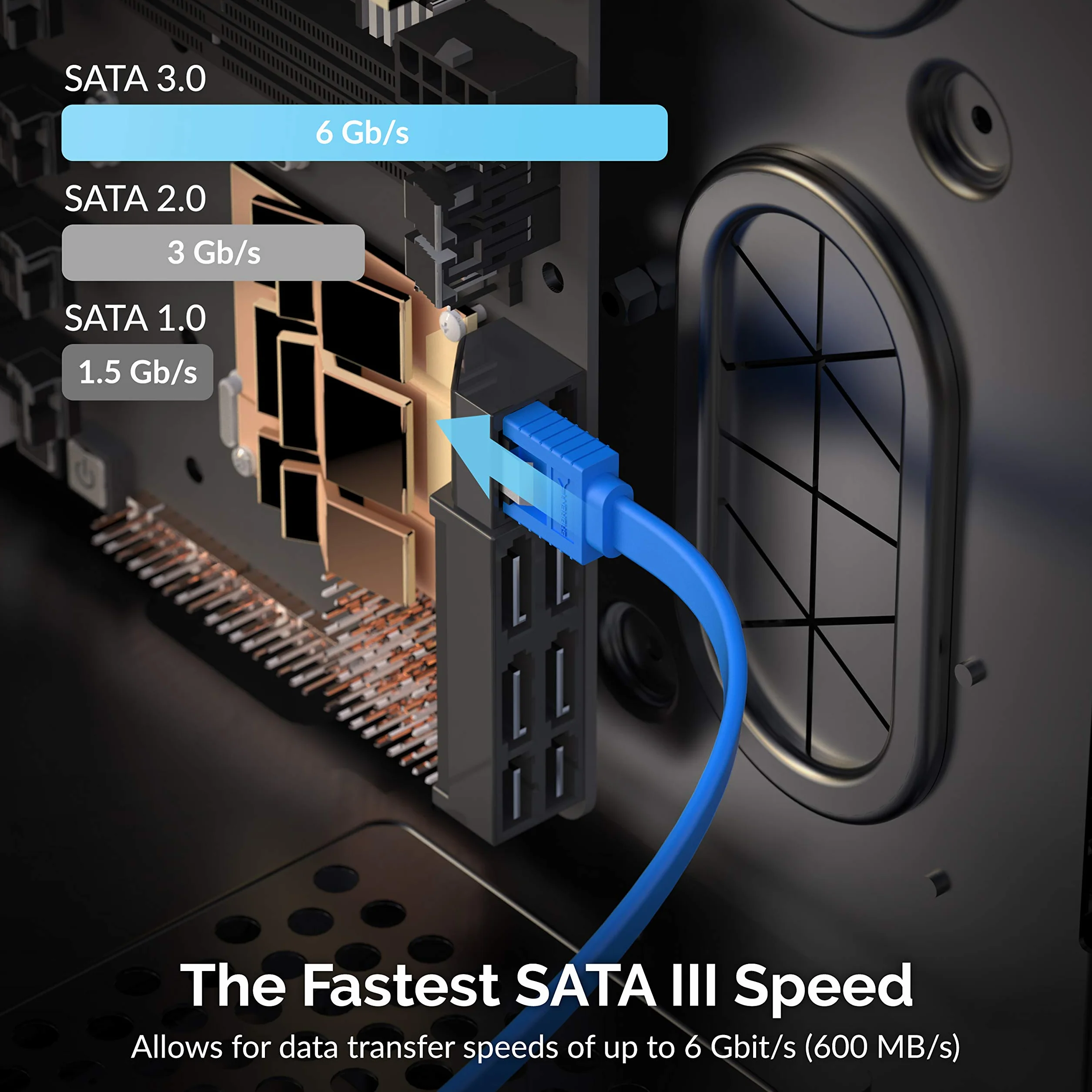 Kabel SATA 6 Gb/s SATA III 7-pinowy z zatrzaskiem blokującym do HDD SSD 3 sztuki