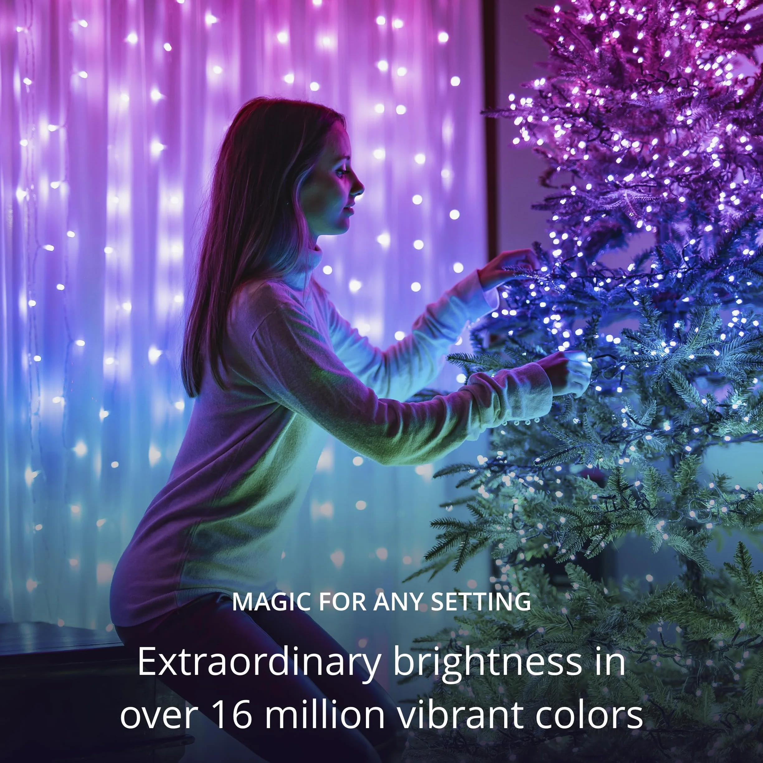 Twinkly Strings 250 LED RGB, łańcuch świetlny LED do użytku na zewnątrz i wewnątrz, inteligentne światła LED, kompatybilny z Alexa i Google Home, IP44, dekoracja bożonarodzeniowa, sterowanie