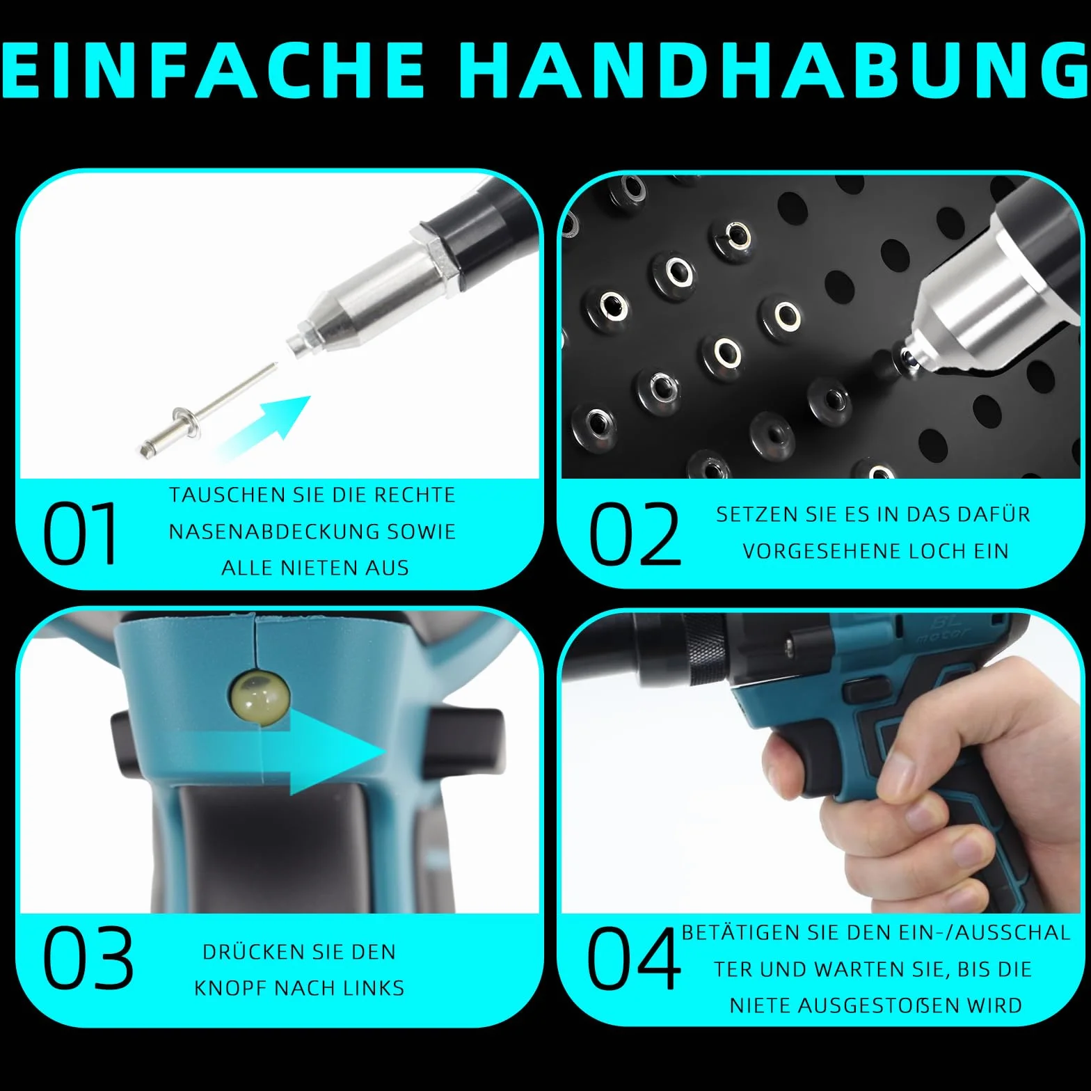 Makita 18 V Bezszczotkowe Szczypce do Nitowania Akumulatorowego z Oświetleniem LED