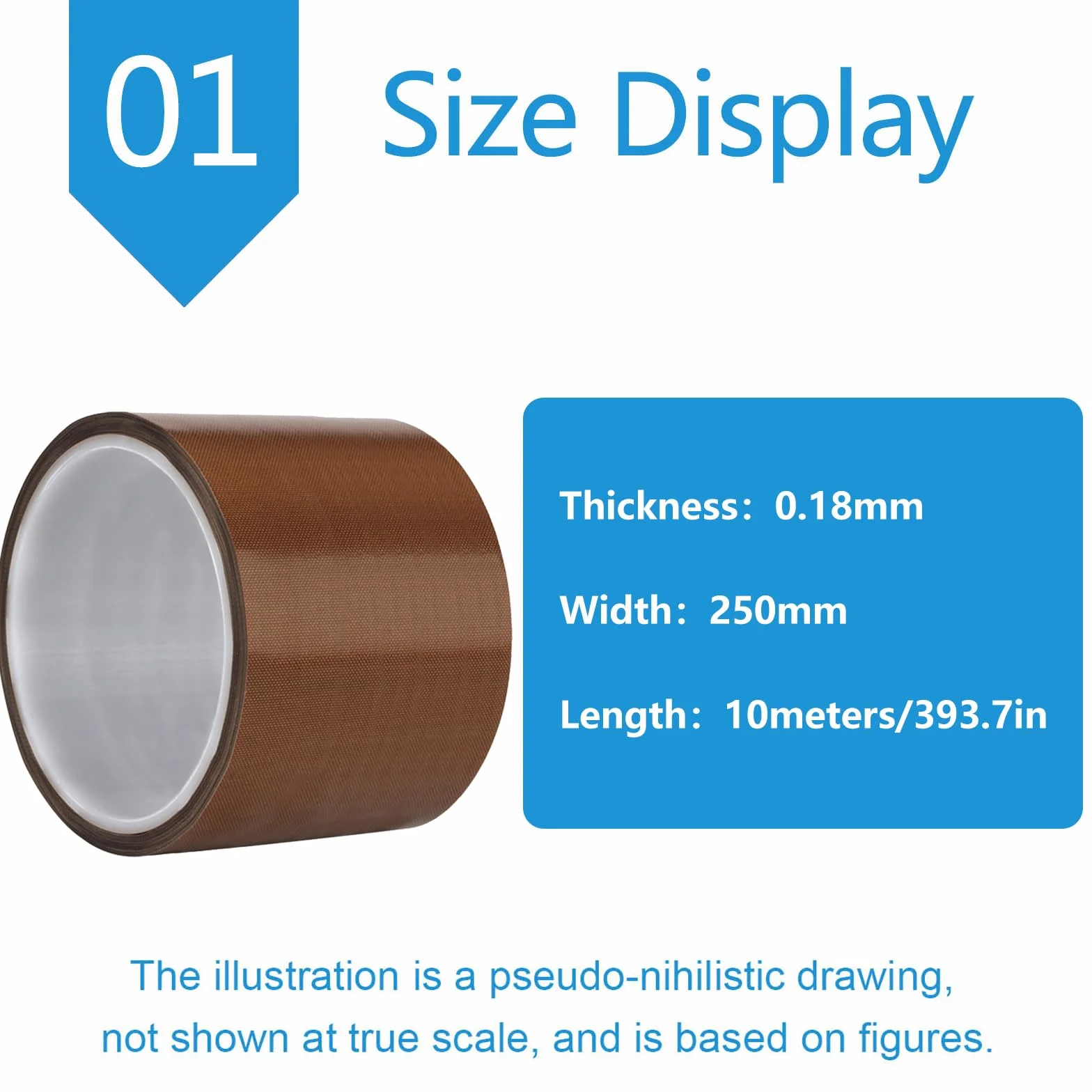 PTFE Heat Tape | Multiple Sizes 0.18mm Industrial Repair: PTFE Heat Self-Adhesive Tape(Width：250mm)