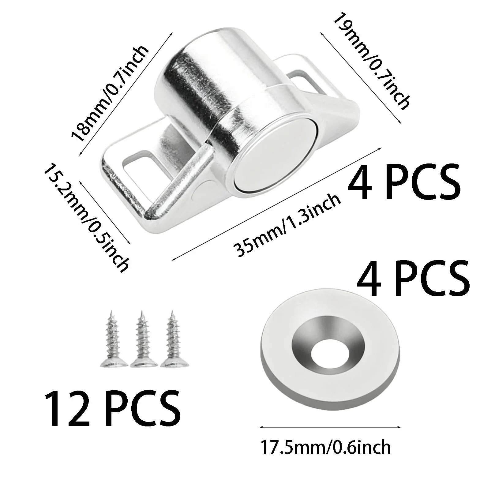 4 sztuki magnesu do drzwi, magnes do szafki ze stopu cynku, mocne zamknięcie magnetyczne do szafki, długotrwała magnetyczna siła, łatwe do zainstalowania, nadaje się do szafek, szuflad