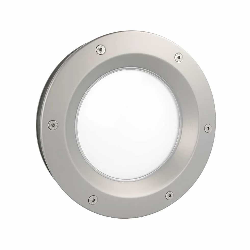 MLS B6000 Bulaj do Drzwi, z Wytrzymałego Aluminium, Bezpieczne Szkło VSG, Odpowiedni do Drzwi o Grubości 40 mm, Widoczne Śruby Montażowe, Średnica 300 mm, Szkło Matowe, Srebrny