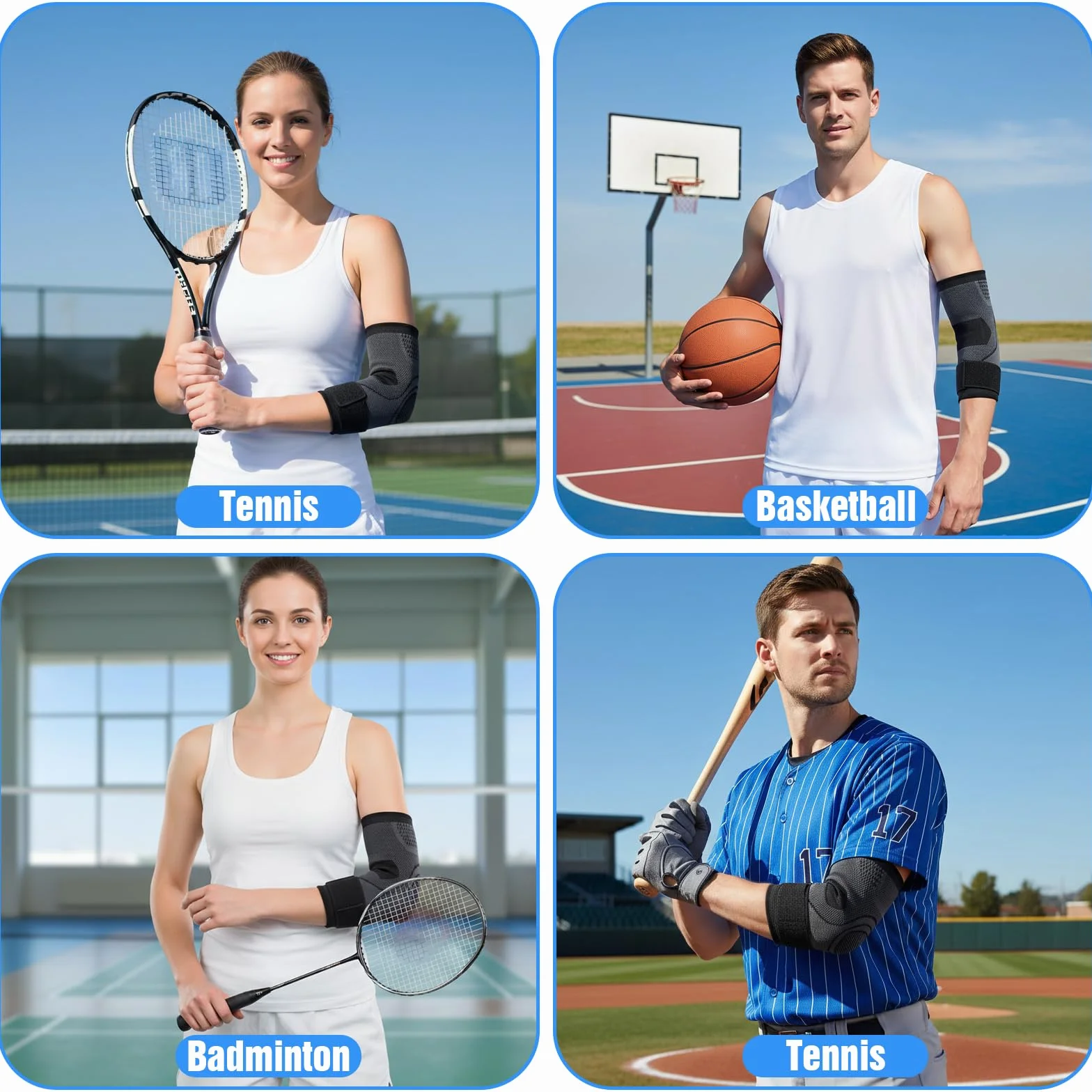 Qianyu Bandaż na łokieć dla mężczyzn i kobiet, regulowany bandaż kompresyjny, łokieć tenisisty, do uprawiania sportu, na siłownię, zapalenie ścięgien, rozmiar M
